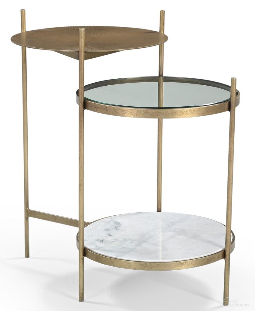 The appearance of Galahad Iron Side Table In Brass designed by Moti in the modern / contemporary interior design. This brass piece of furniture  was selected by 1StopBedrooms from Galahad Collection to add a touch of cosiness and style into your home. Sku: 63104009. Material: Iron.