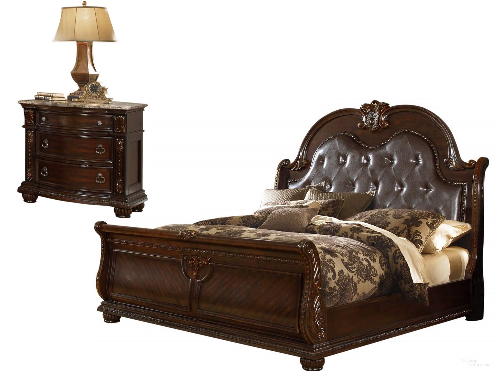 Galaxy Home Roma Panel Bedroom Set in Dark Walnut