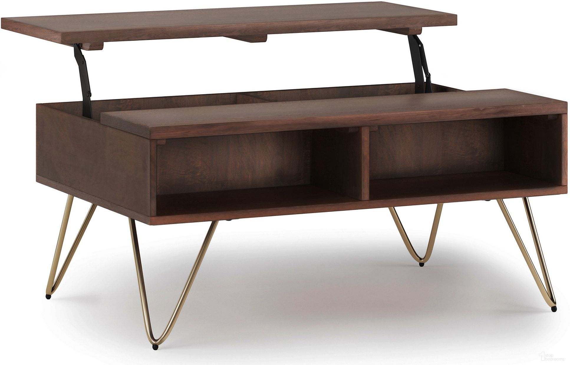 Galaxy Small Lift Top Coffee Table with 2 Open Compartments and Hairpin ...
