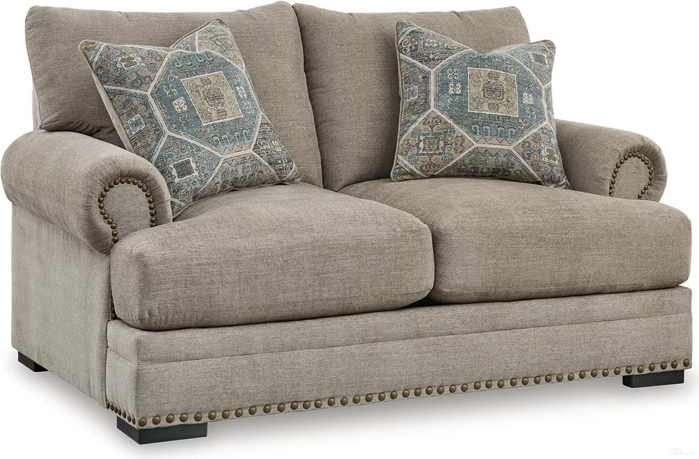 The appearance of Galemore Loveseat In Quarry designed by Signature Design by Ashley in the traditional interior design. This quarry piece of furniture  was selected by 1StopBedrooms from Galemore Collection to add a touch of cosiness and style into your home. Sku: 2700435. Material: Fabric.