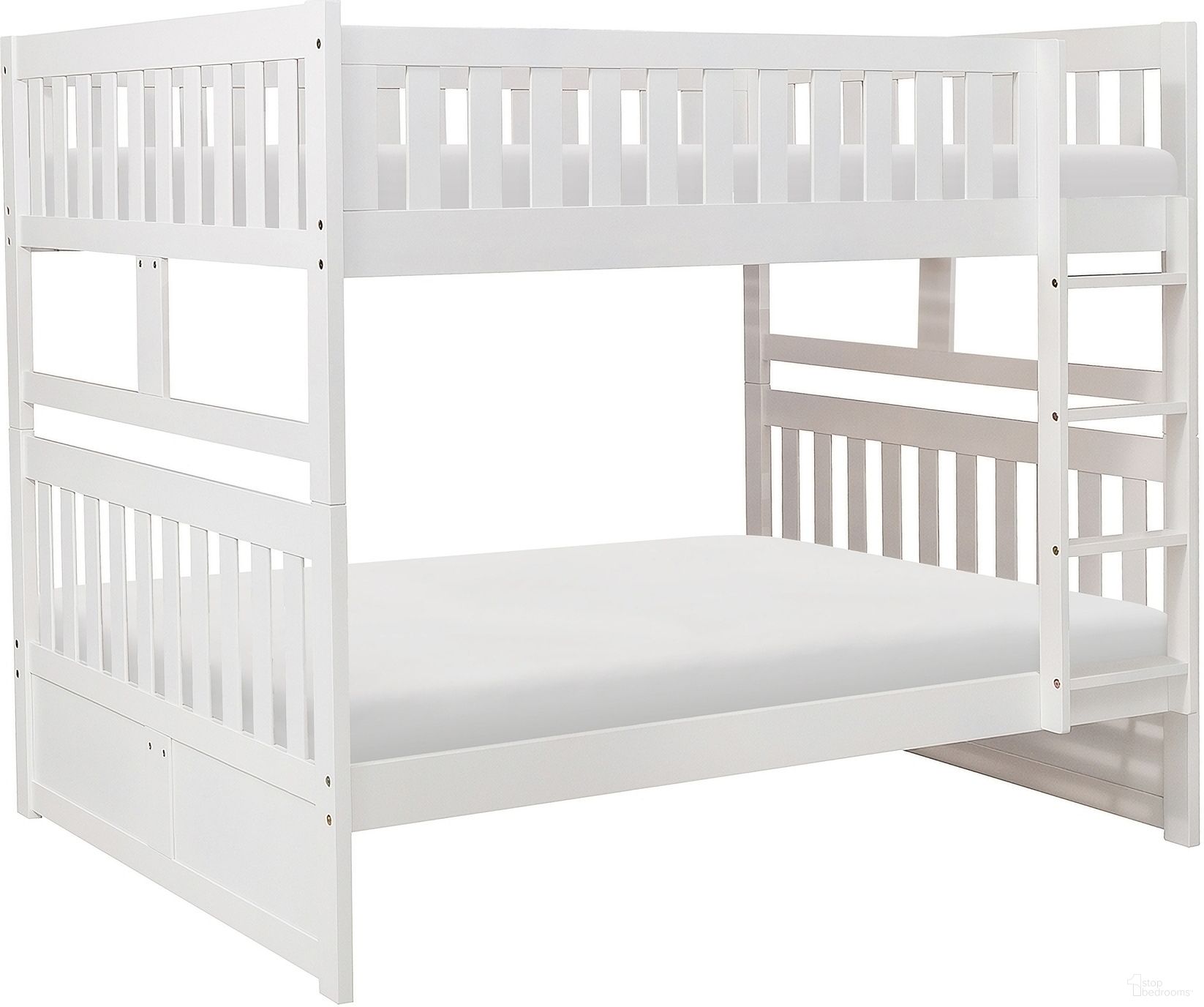 The appearance of Galen Full/Full Bunk Bed In White designed by Homelegance in the modern / contemporary interior design. This white piece of furniture was selected by 1StopBedrooms from Galen Collection to add a touch of cosiness and style into your home. Sku: B2053FFW-1;B2053FFW-2;B2053FFW-SL. Bed Type: Bunk Bed. Material: Wood. Bed Size: Full Over Full.