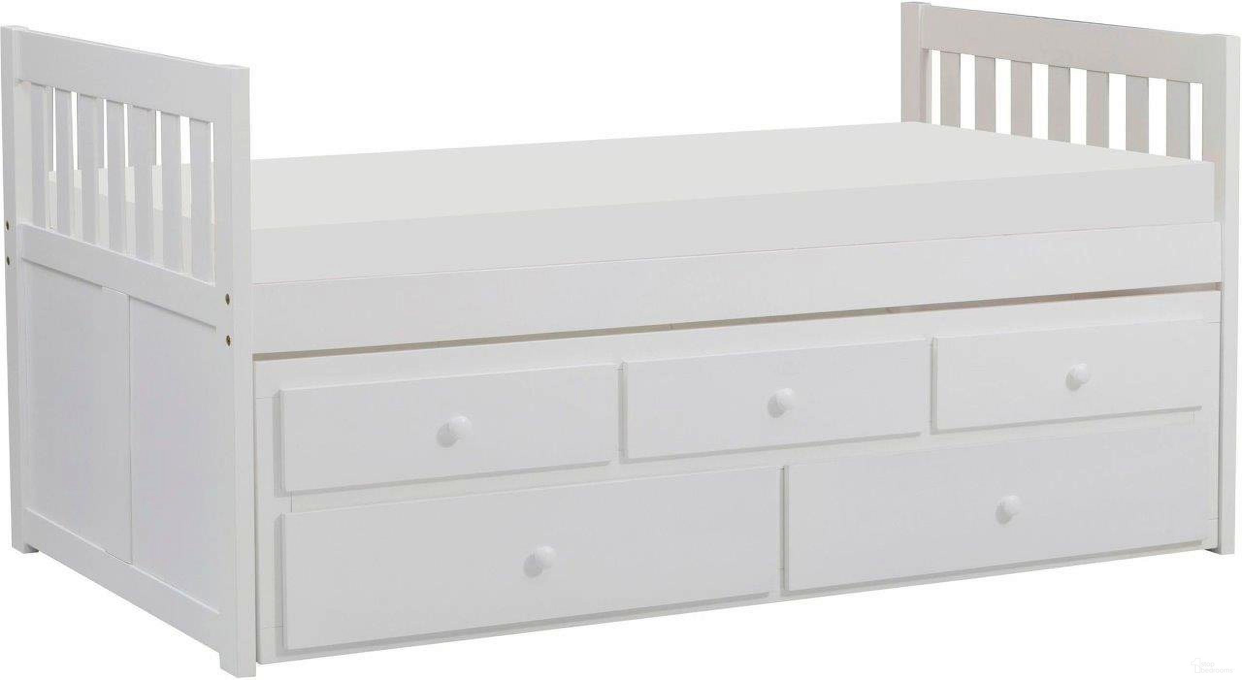 The appearance of Galen White Twin Panel Storage Trundle Bed designed by Homelegance in the transitional interior design. This white piece of furniture was selected by 1StopBedrooms from Galen Collection to add a touch of cosiness and style into your home. Sku: B2053PRW-1;B2053PRW-2. Material: Wood. Bed Size: Twin. Bed Type: Trundle Bed.