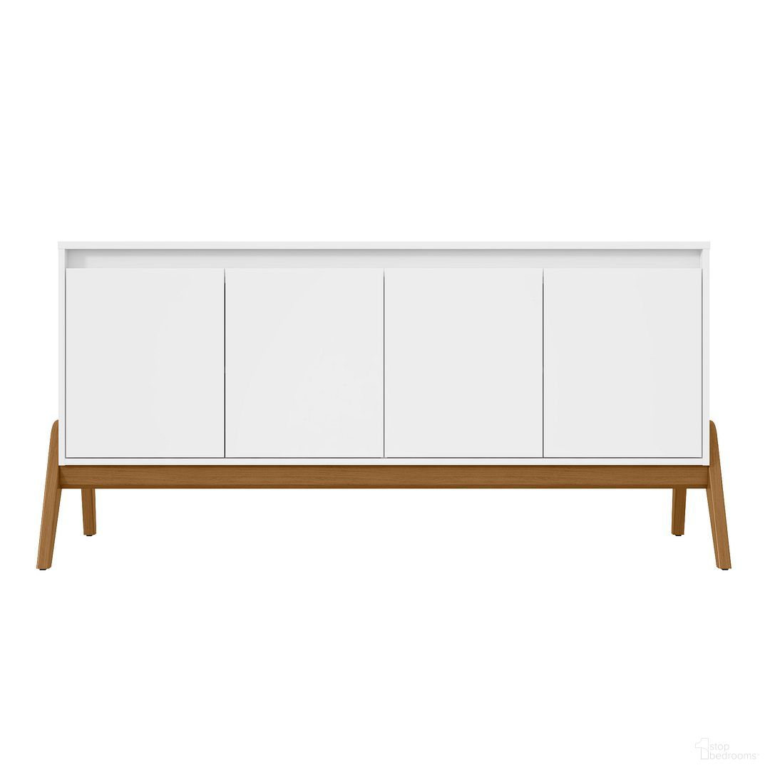 The appearance of Gales 63.32 Inch Sideboard In Matte White designed by Manhattan Comfort in the transitional interior design. This matte white piece of furniture  was selected by 1StopBedrooms from Gales Collection to add a touch of cosiness and style into your home. Sku: SB-62722-WH. Material: Wood.