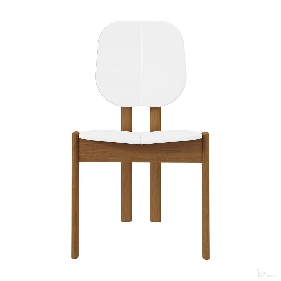 The appearance of Gales Dining Chair Set of 2 In White designed by Manhattan Comfort in the transitional interior design. This matte white piece of furniture  was selected by 1StopBedrooms from Gales Collection to add a touch of cosiness and style into your home. Sku: DC-83938-WH. Material: MDF. Chair Type: Side Chair.