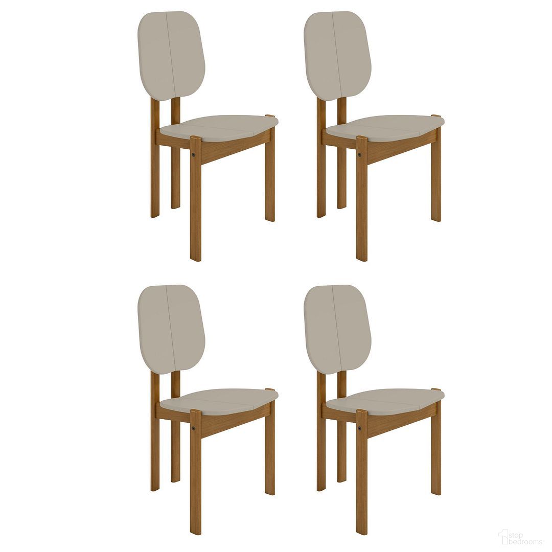 The appearance of Gales Dining Chair Set of 4 In Greige designed by Manhattan Comfort in the transitional interior design. This greige piece of furniture  was selected by 1StopBedrooms from Gales Collection to add a touch of cosiness and style into your home. Sku: DC-83938-OW;DC-83938-OW. Material: MDF. Chair Type: Side Chair.