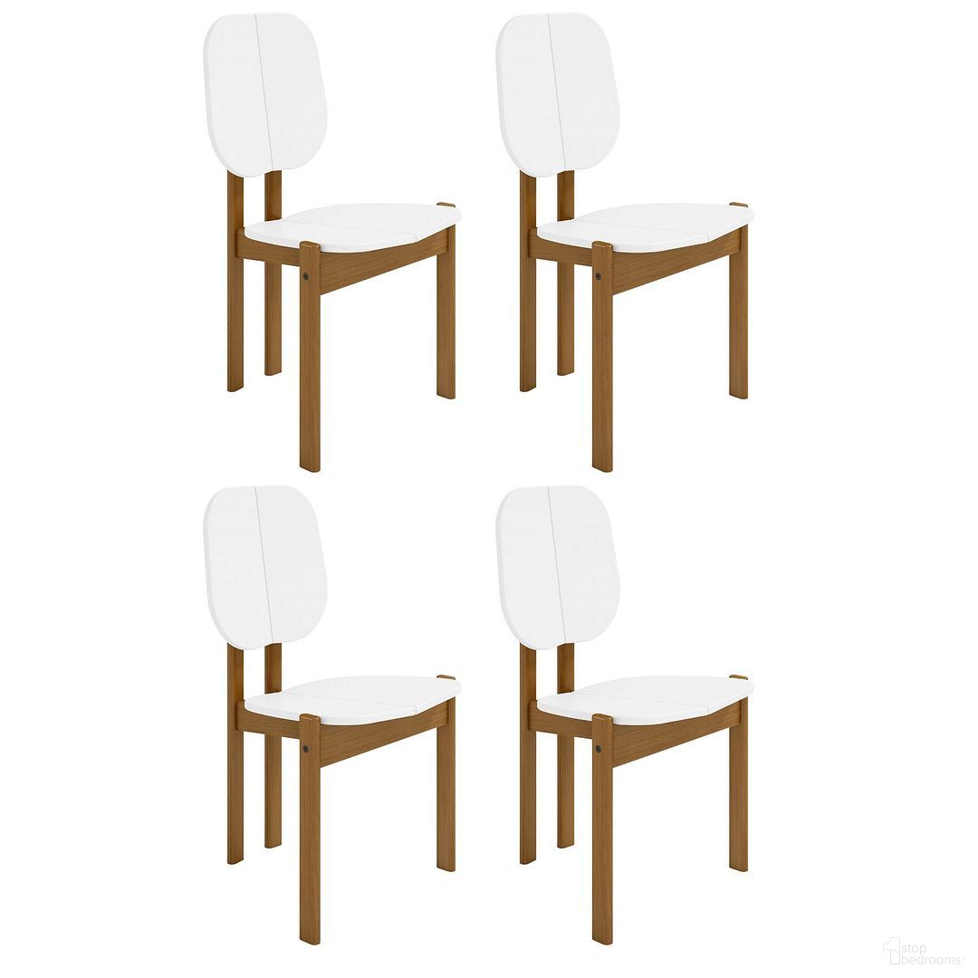 The appearance of Gales Dining Chair Set of 4 In White designed by Manhattan Comfort in the transitional interior design. This matte white piece of furniture  was selected by 1StopBedrooms from Gales Collection to add a touch of cosiness and style into your home. Sku: DC-83938-WH;DC-83938-WH. Material: MDF. Chair Type: Side Chair.