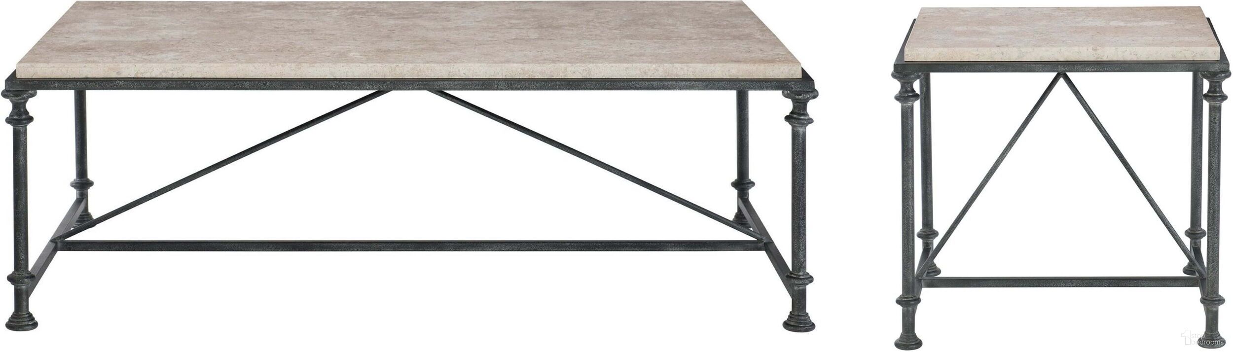 The appearance of Galesbury Rectangular Metal Occasional Table Set designed by Bernhardt in the transitional interior design. This antique silver/travertine stone piece of furniture  was selected by 1StopBedrooms from Galesbury Collection to add a touch of cosiness and style into your home. Sku: 537021;537121. Material: Steel.