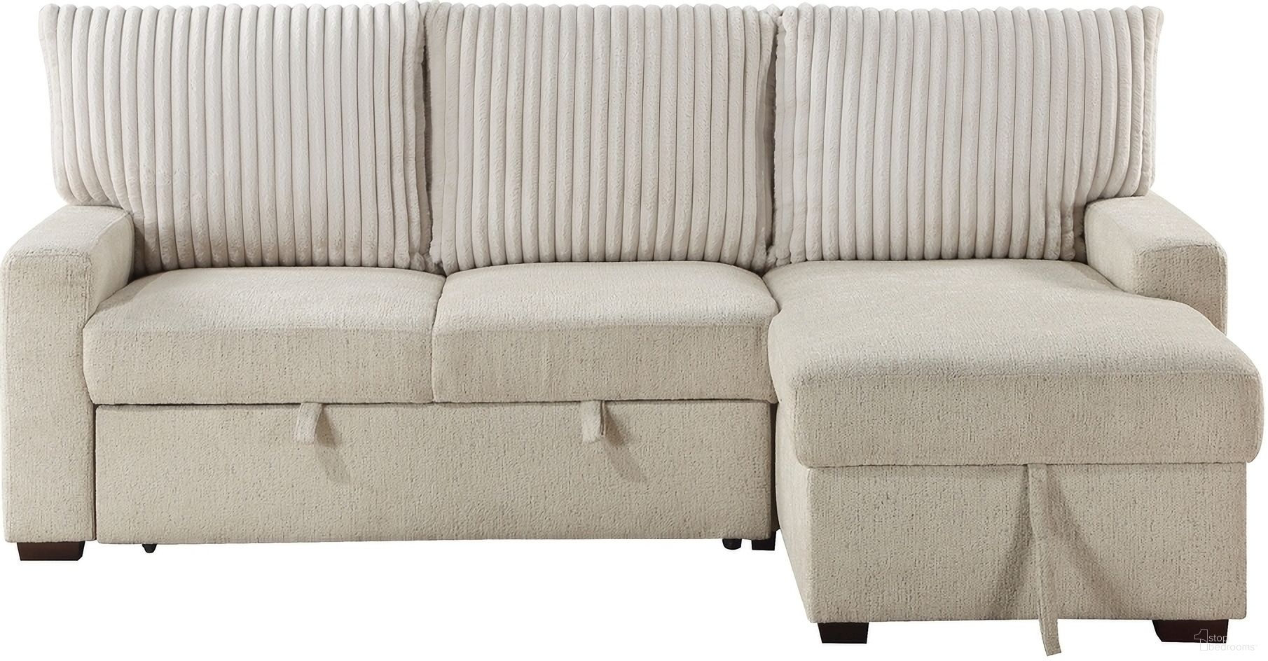 The appearance of Gallatin 2-Piece Sectional with Right Chaise and Drop-Down Cup holders, Storage Pouch, Pull-out Bed and Hidden Storage In Beige designed by Homelegance in the modern / contemporary interior design. This beige piece of furniture was selected by 1StopBedrooms from Gallatin Collection to add a touch of cosiness and style into your home. Sku: 9605BE-LL;9605BE-RC. Material: Boucle.