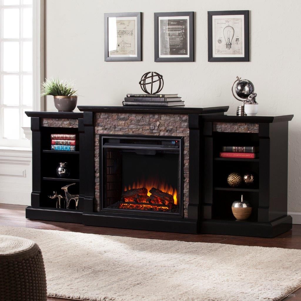 SEI Furniture Gallatin Electric Fireplace with Bookcases