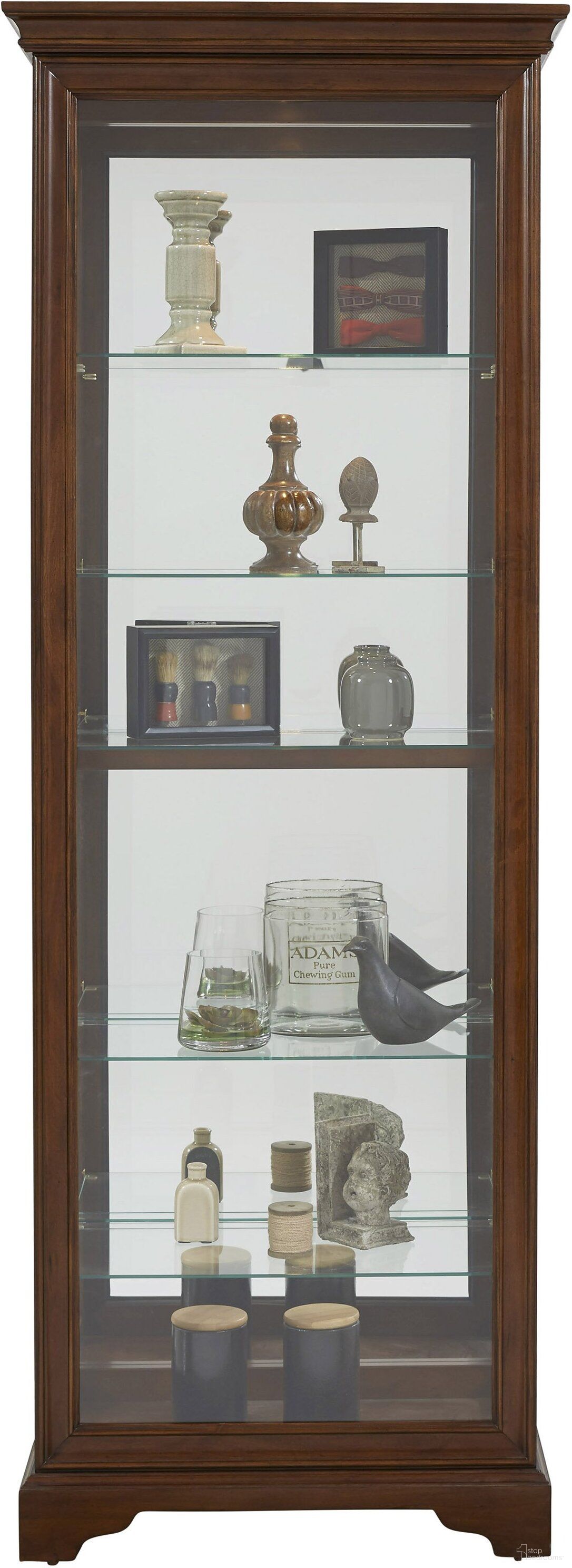 The appearance of Gallery Curio designed by Pulaski in the traditional interior design. This brown piece of furniture was selected by 1StopBedrooms from Curios Collection to add a touch of cosiness and style into your home. Sku: 21308. Material: Wood.