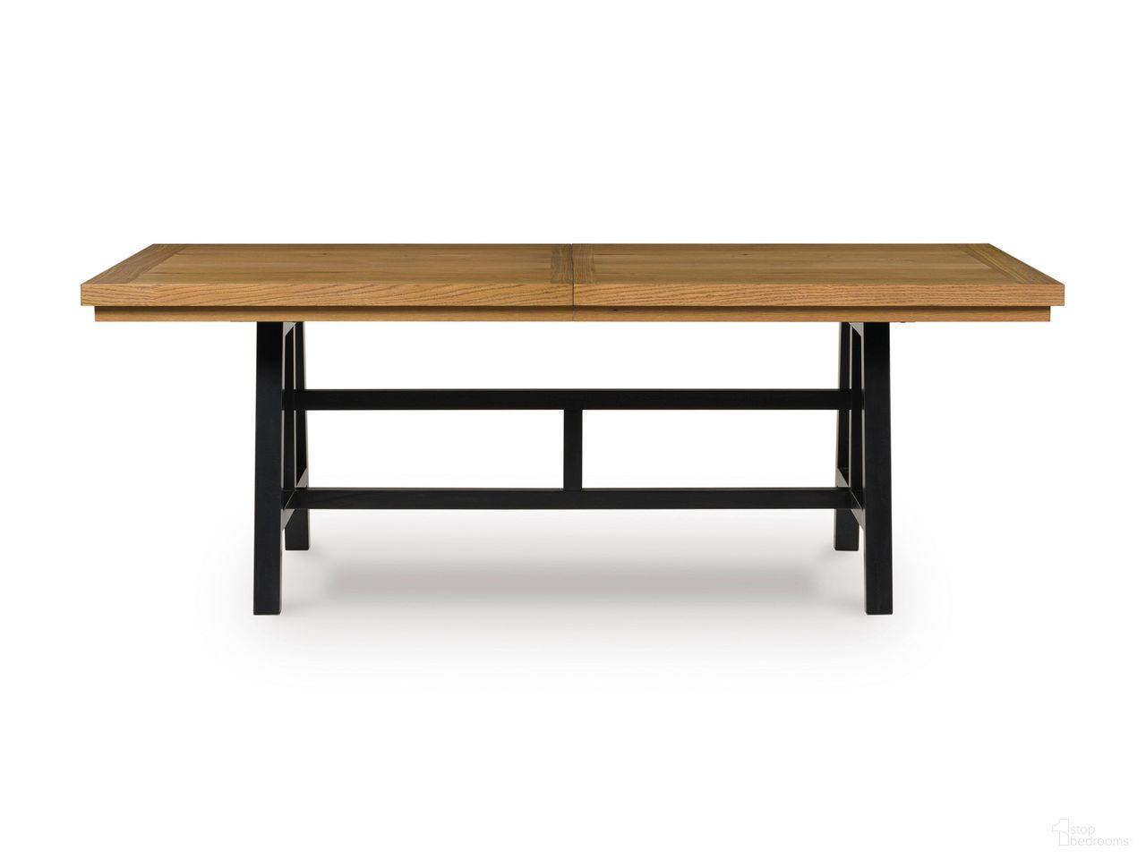 The appearance of Galliden Dining Extension Table In Black and Brown designed by Signature Design by Ashley in the modern / contemporary interior design. This black/brown piece of furniture  was selected by 1StopBedrooms from Galliden Collection to add a touch of cosiness and style into your home. Sku: D841-55. Table Base Style: Trestle. Material: Wood. Table Top Shape: Rectangular. Size: 40" x 120".