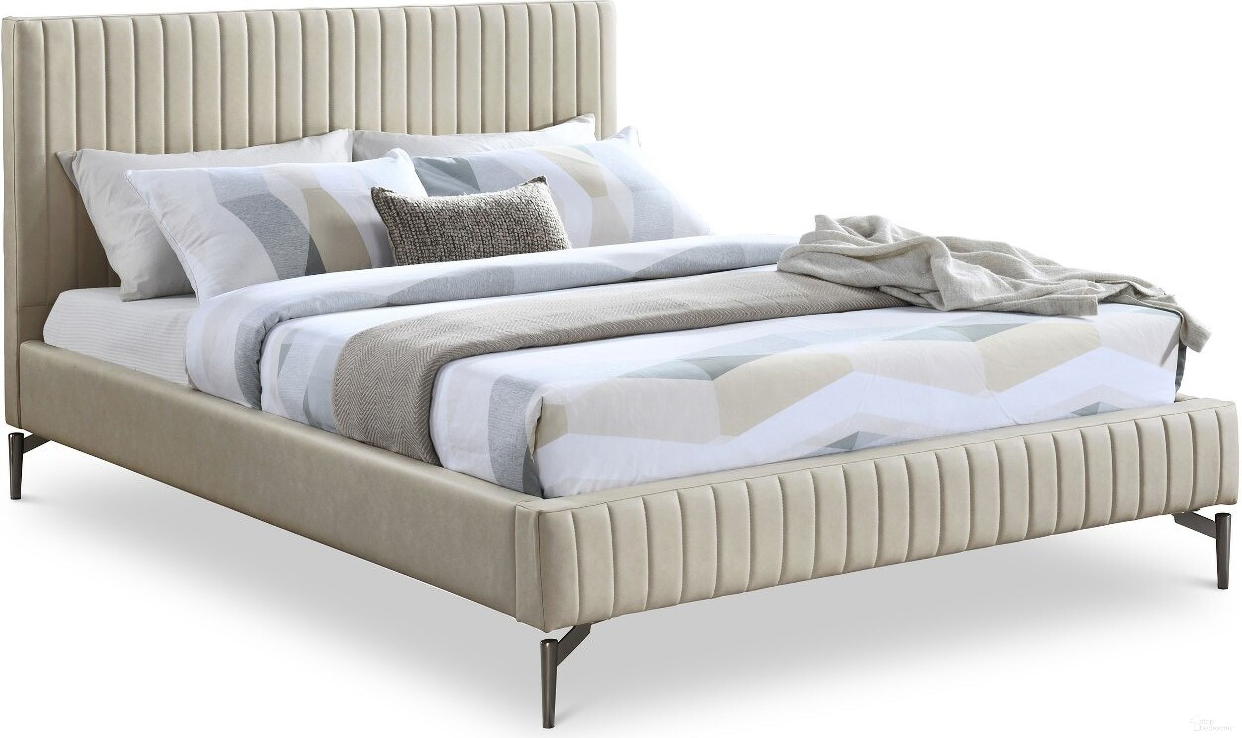 Gallo Vegan Leather Full Bed In Beige