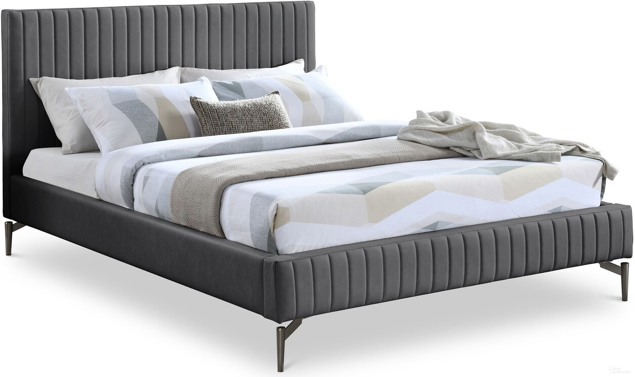 Gallo Vegan Leather Full Bed In Dark Grey