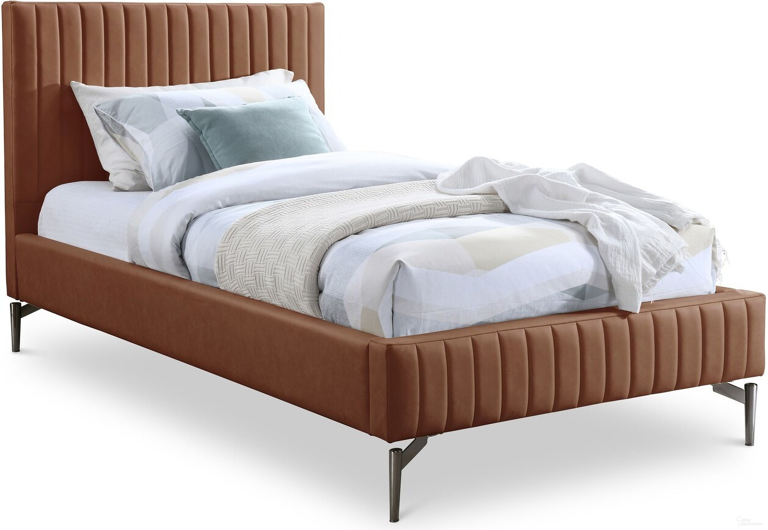 Gallo Vegan Leather Twin Bed In Cognac