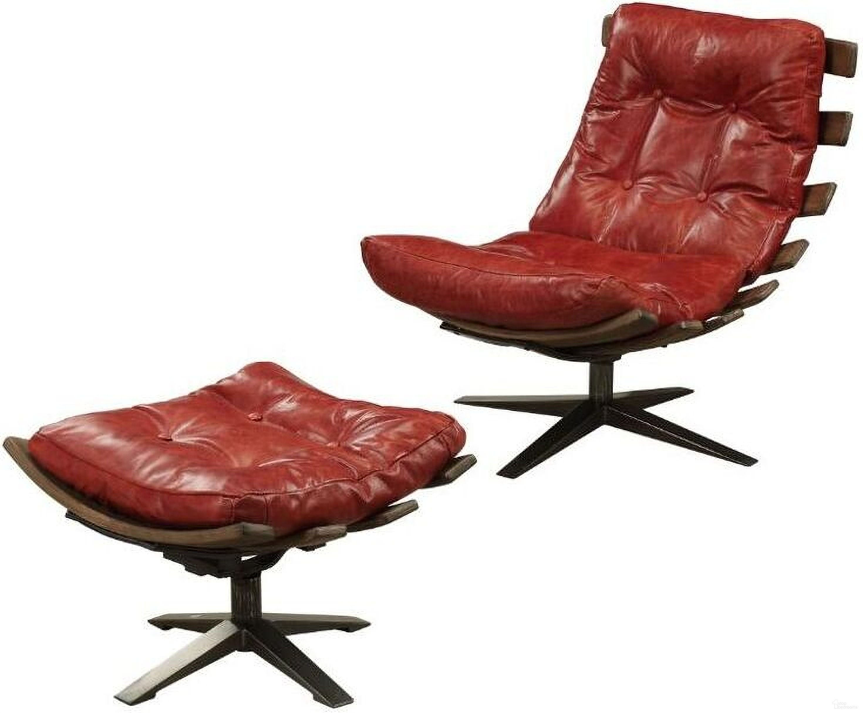 The appearance of Gandy Antique Red Leather Chair with Ottoman designed by ACME in the modern / contemporary interior design. This red piece of furniture was selected by 1StopBedrooms from Gandy Collection to add a touch of cosiness and style into your home. Sku: 59531. Material: Leather.