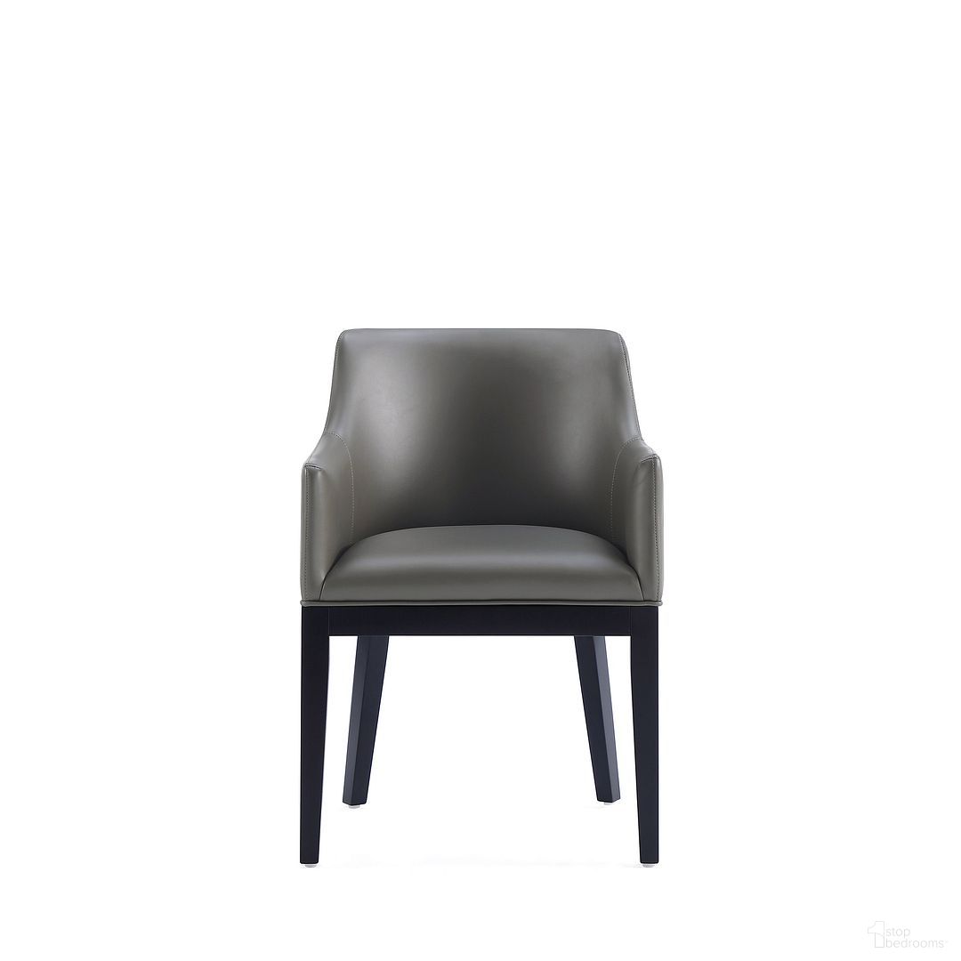 The appearance of Gansevoort Faux Leather Dining Armchair In Pebble Grey designed by Manhattan Comfort in the modern / contemporary interior design. This pebble grey piece of furniture  was selected by 1StopBedrooms from Gansevoort Collection to add a touch of cosiness and style into your home. Sku: DC051AR-PE. Material: Wood. Chair Type: Arm Chair.