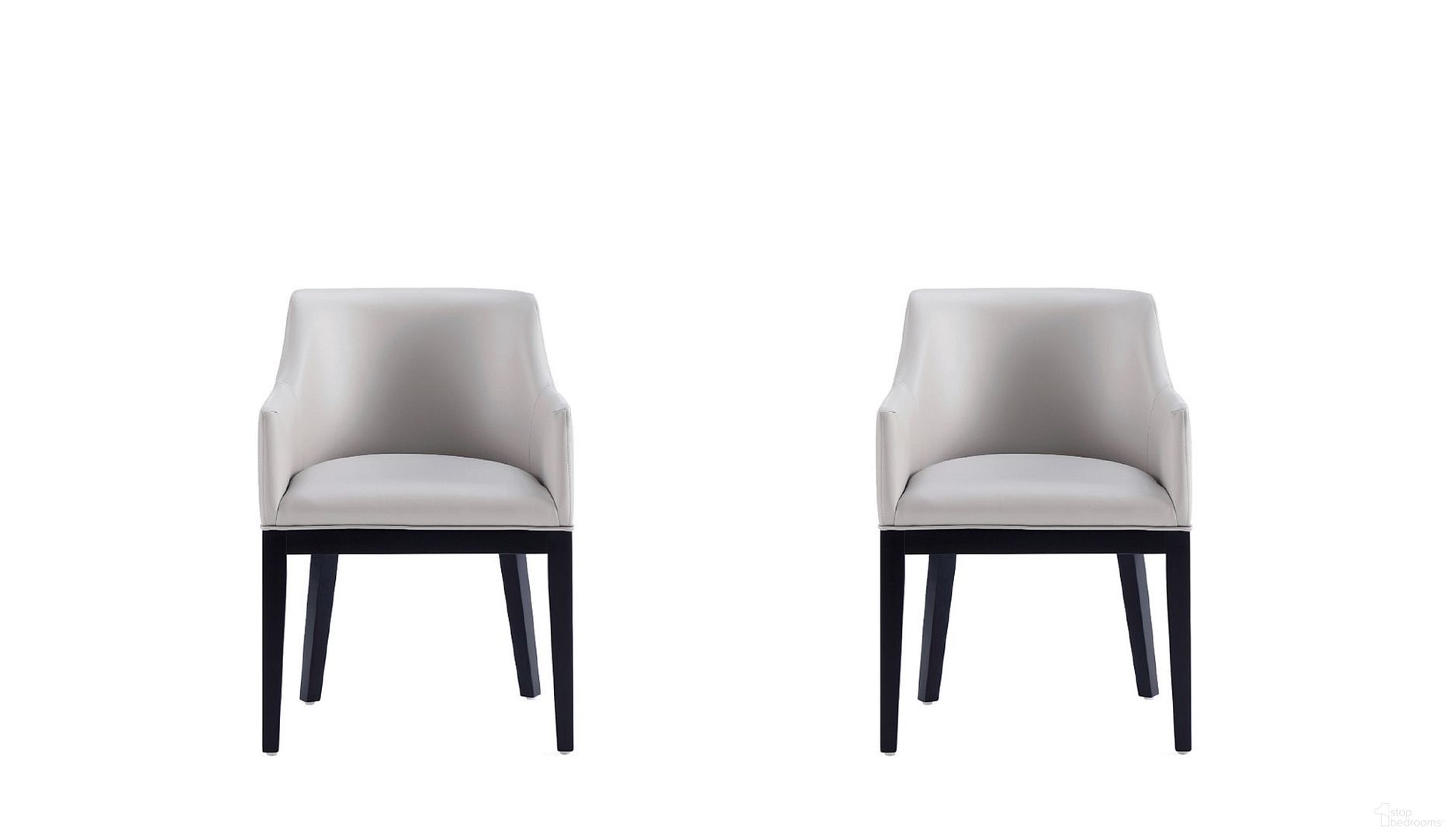 Gansevoort Faux Leather Dining Armchair Set of 2 In Light Grey