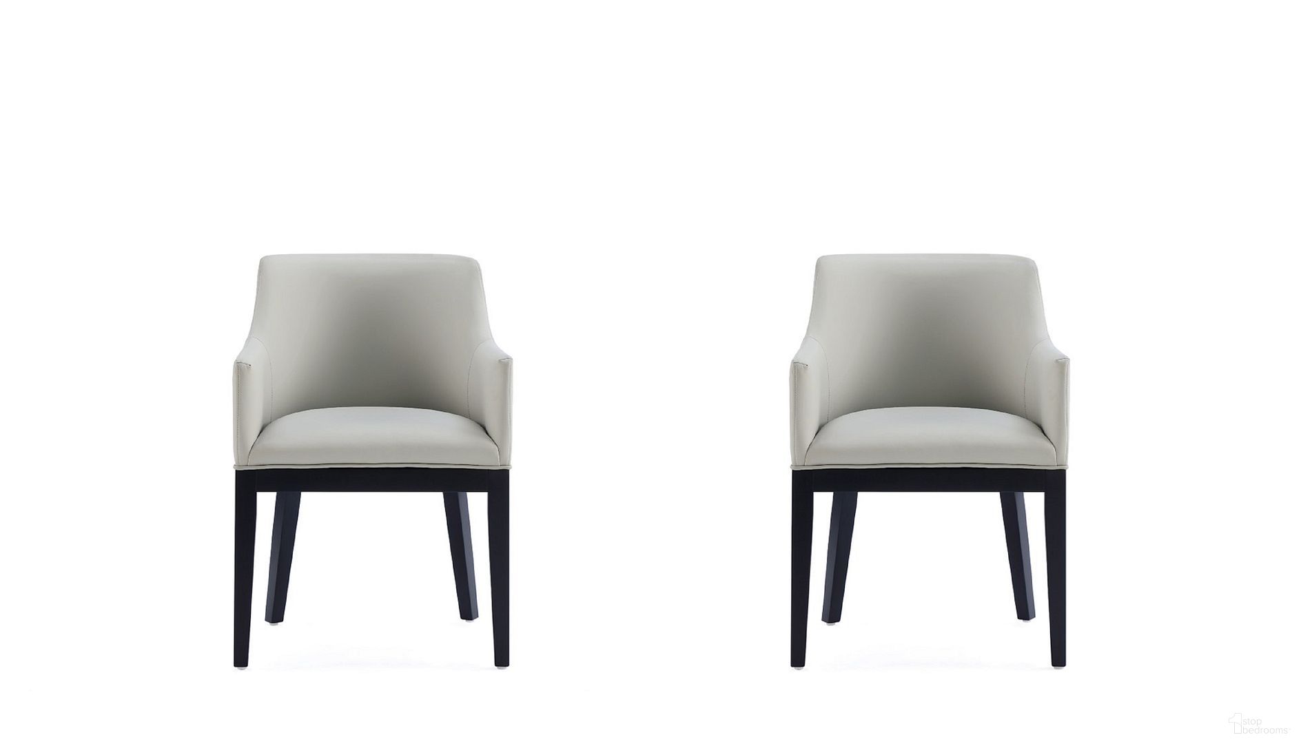 Gansevoort Faux Leather Dining Armchair Set of 2 In Stone Grey