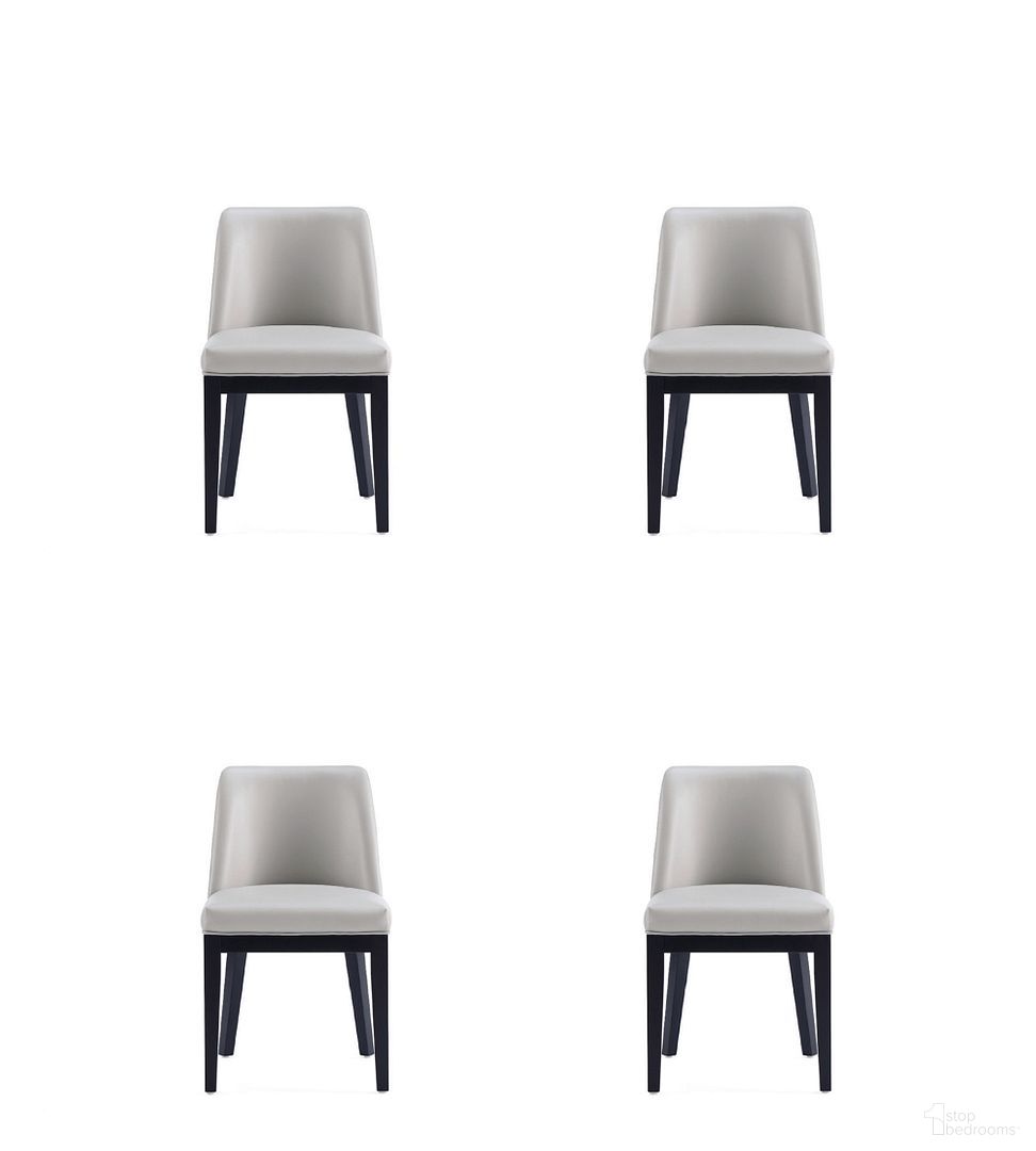 Gansevoort Faux Leather Dining Chair Set of 4 In Light Grey