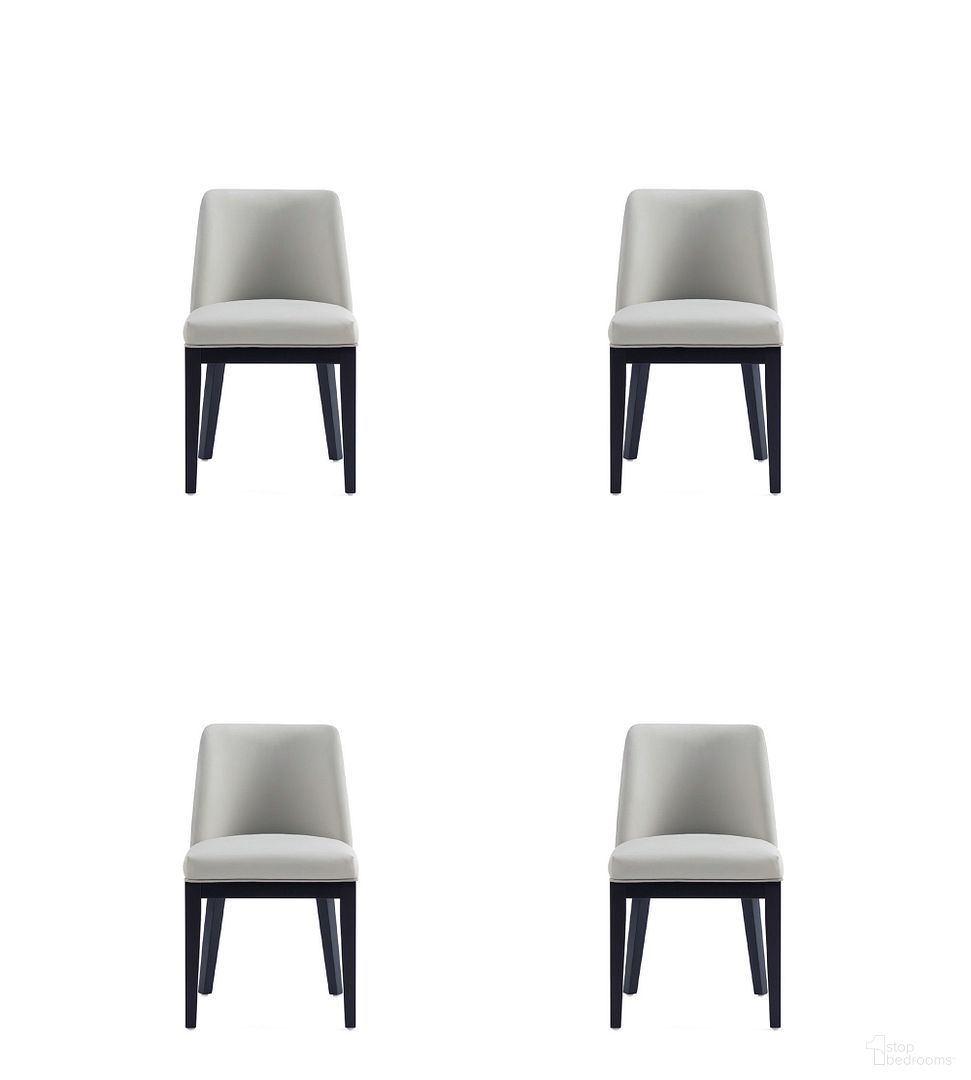 Gansevoort Faux Leather Dining Chair Set of 4 In Stone Grey