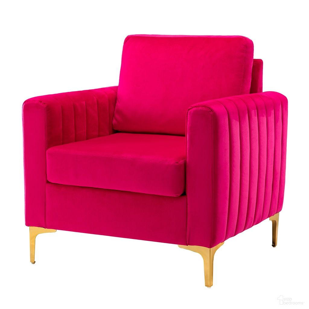 The appearance of Ganymedes Club Chair In Fuchsia designed by Karat Home in the modern / contemporary interior design. This fuchsia piece of furniture  was selected by 1StopBedrooms from Ganymedes Collection to add a touch of cosiness and style into your home. Sku: CHHQ0468-FUCHSIA. Material: Velvet.
