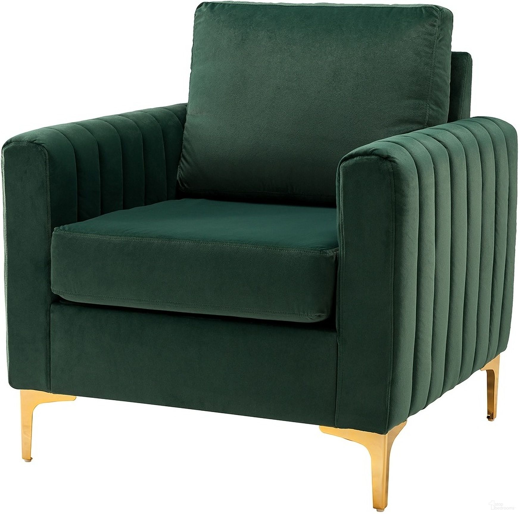 The appearance of Ganymedes Club Chair In Green designed by Karat Home in the modern / contemporary interior design. This green piece of furniture was selected by 1StopBedrooms from Ganymedes Collection to add a touch of cosiness and style into your home. Sku: CHHQ0468-GREEN. Material: Velvet.