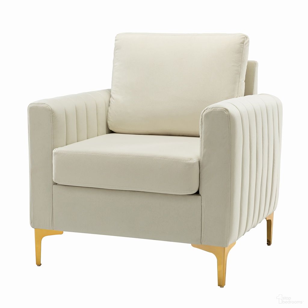 The appearance of Ganymedes Club Chair In Ivory designed by Karat Home in the modern / contemporary interior design. This ivory piece of furniture  was selected by 1StopBedrooms from Ganymedes Collection to add a touch of cosiness and style into your home. Sku: CHHQ0468-IVORY. Material: Velvet.