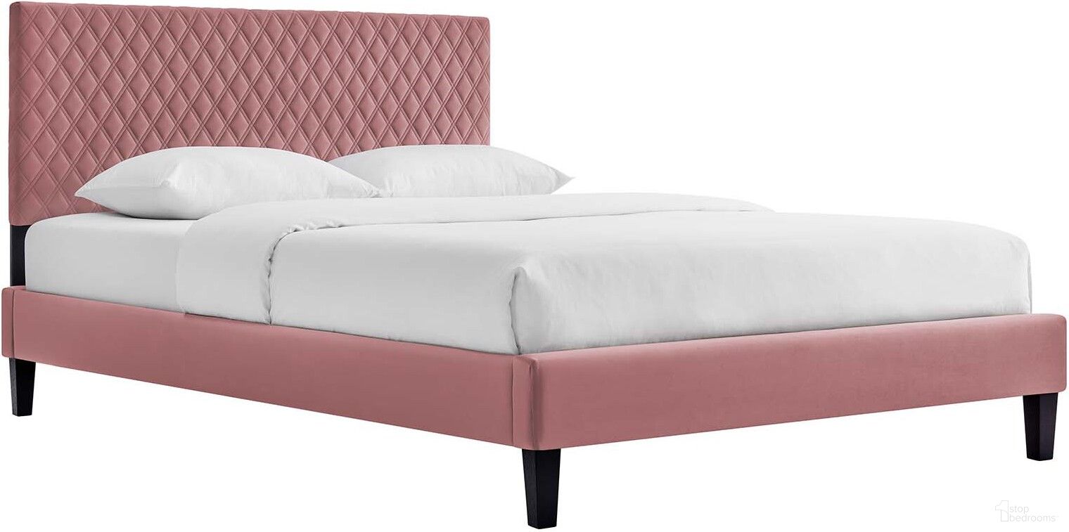 The appearance of Garcelle Performance Velvet King Platform Bed In Dusty Rose designed by Modway in the modern / contemporary interior design. This dusty rose piece of furniture was selected by 1StopBedrooms from Garcelle Collection to add a touch of cosiness and style into your home. Sku: MOD-6211-DUS;MOD-6267-DUS. Bed Type: Platform Bed. Bed Size: King. Material: MDF.