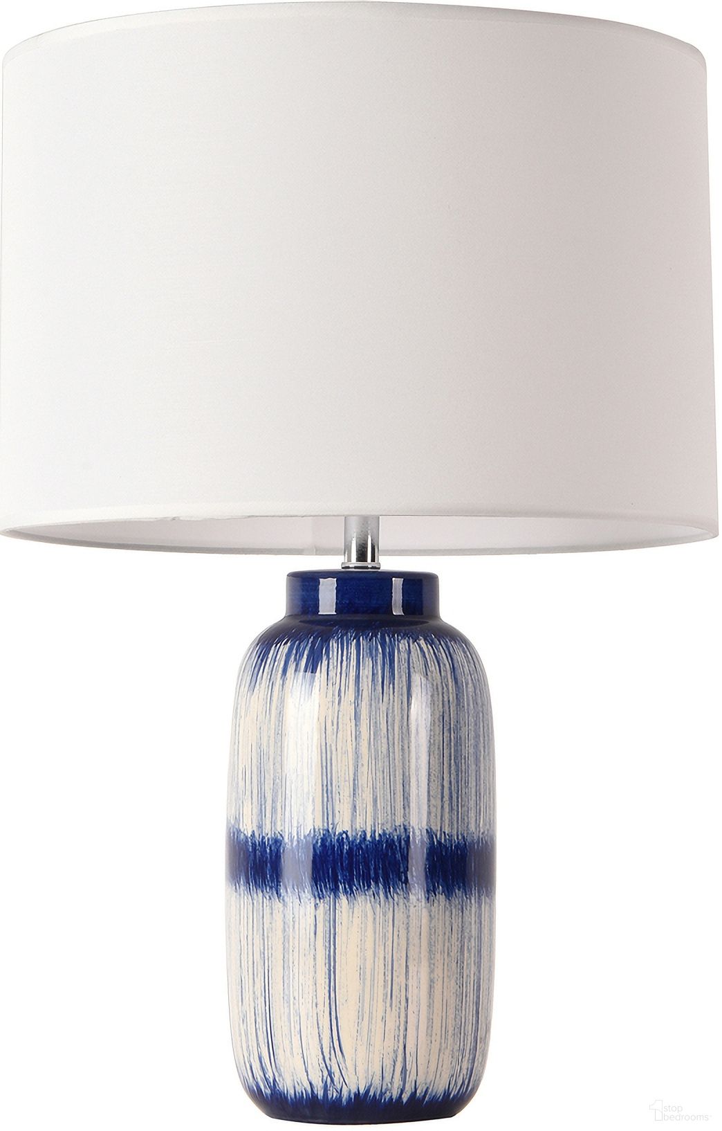 Garcia Collection Metal and Ceramic Table Lamp Lights In White and Blue