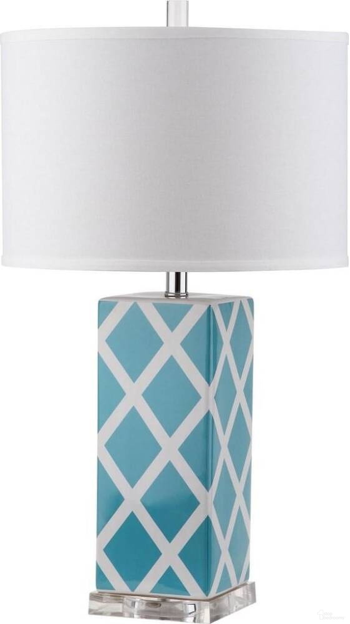 Garden Light Blue and Off-White 27 Inch Lattice Table Lamp
