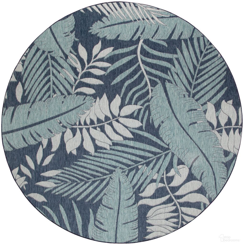 Garden Oasis 4' x 4' Round Outdoor Rug In Navy