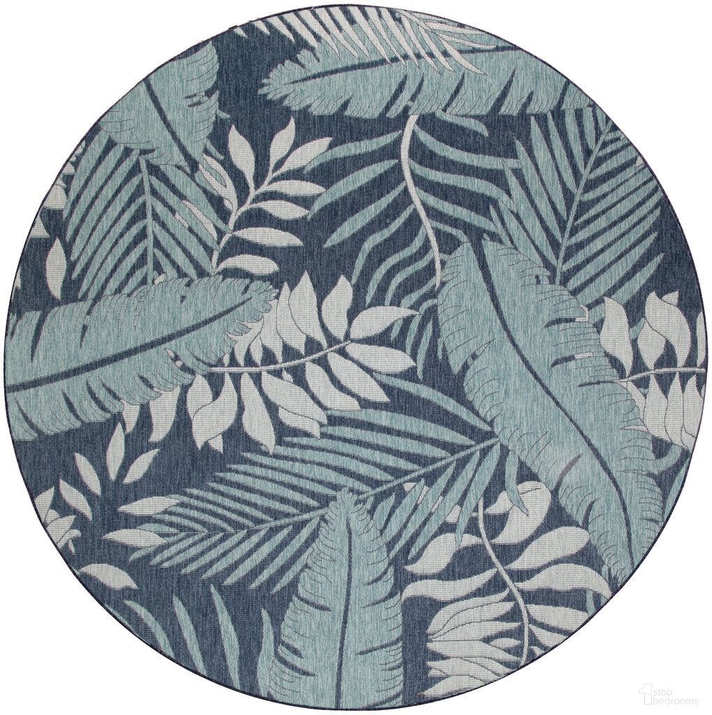 Garden Oasis 8' x 8' Round Outdoor Rug In Navy