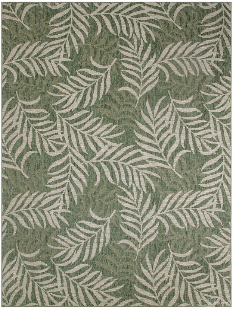 Garden Oasis 9' x 12' Outdoor Rug In Ivory and Green