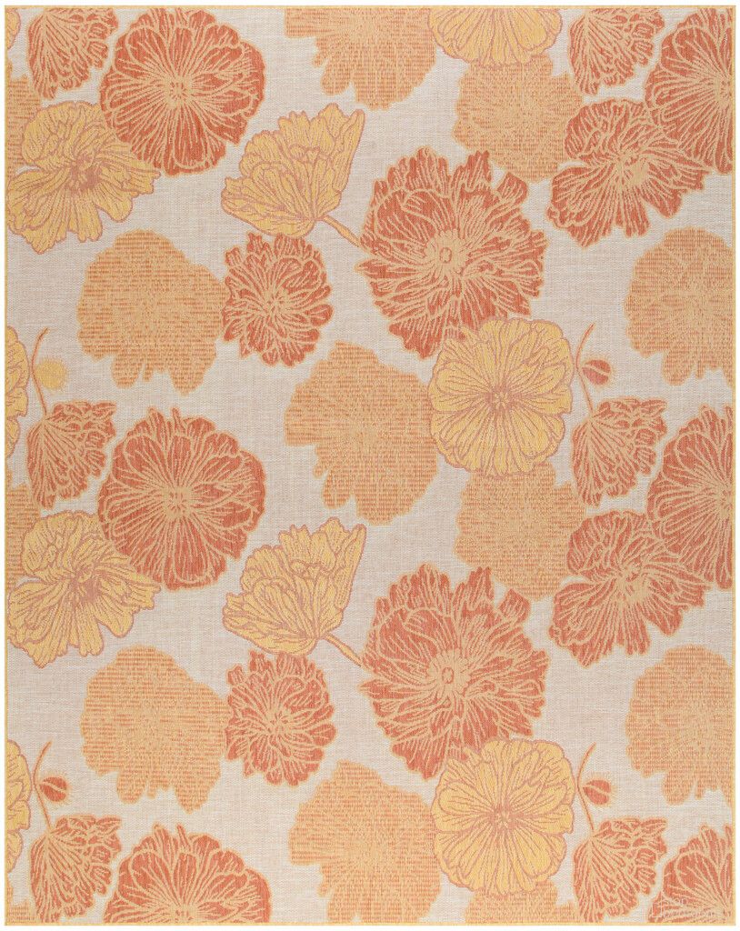 Garden Oasis 9' x 12' Tropical Rug In Coral