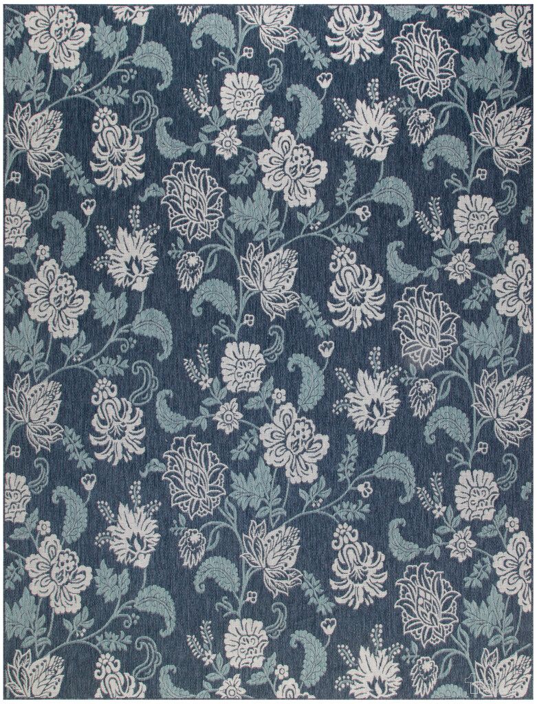 Garden Oasis 9' x 12' Tropical Rug In Navy