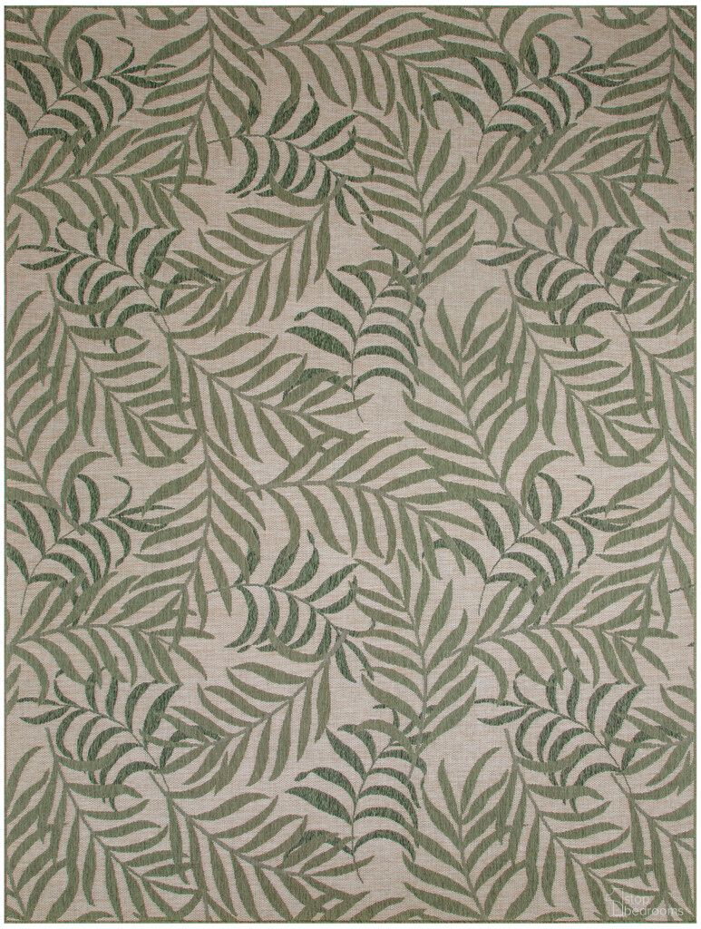 Garden Oasis Tropical 10' x 14' Tropical Rug In Ivory and Green
