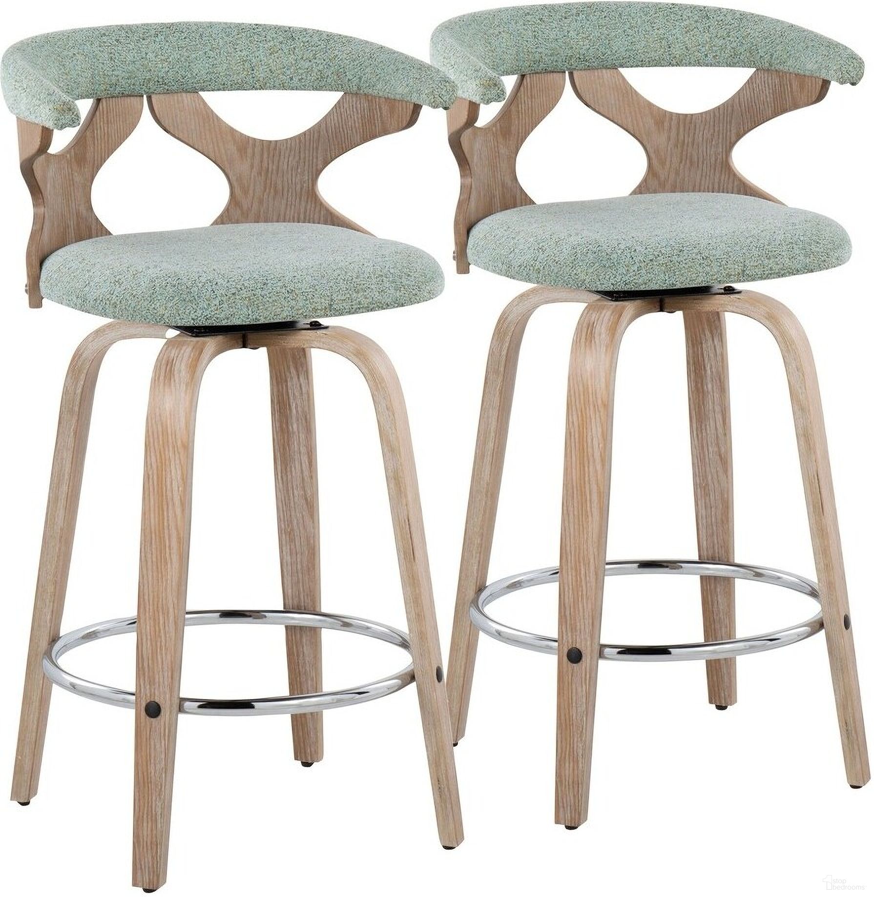 Gardenia 26 Inch Fixed Height Counter Stool Set of 2 In Green and White