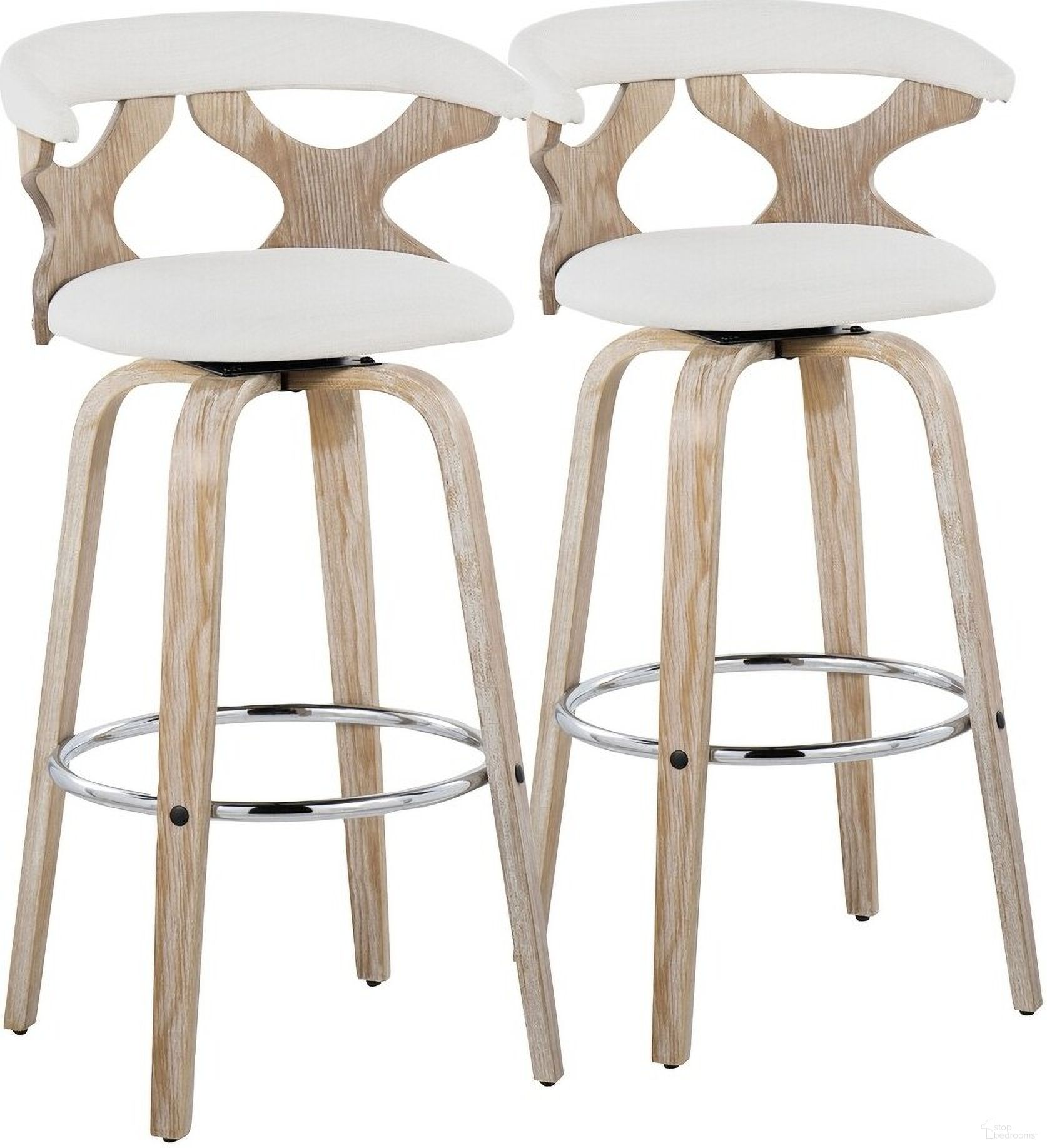 The appearance of Gardenia 30 Inch Fixed Height Barstool Set of 2 In Cream White designed by Lumisource in the modern / contemporary interior design. This cream white piece of furniture  was selected by 1StopBedrooms from Gardenia Collection to add a touch of cosiness and style into your home. Sku: B30-GARDFB-GRTZR2 WWCR2. Material: Wood.