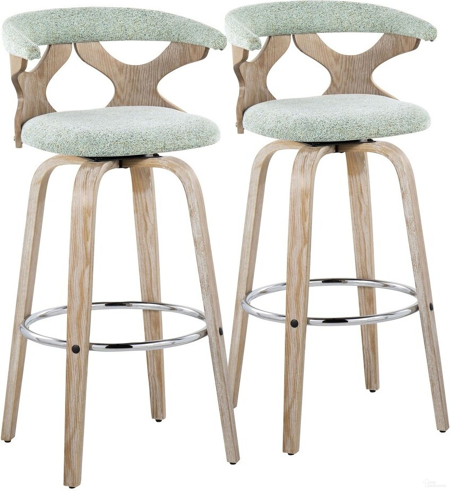 Gardenia 30 Inch Fixed Height Barstool Set of 2 In Green and White