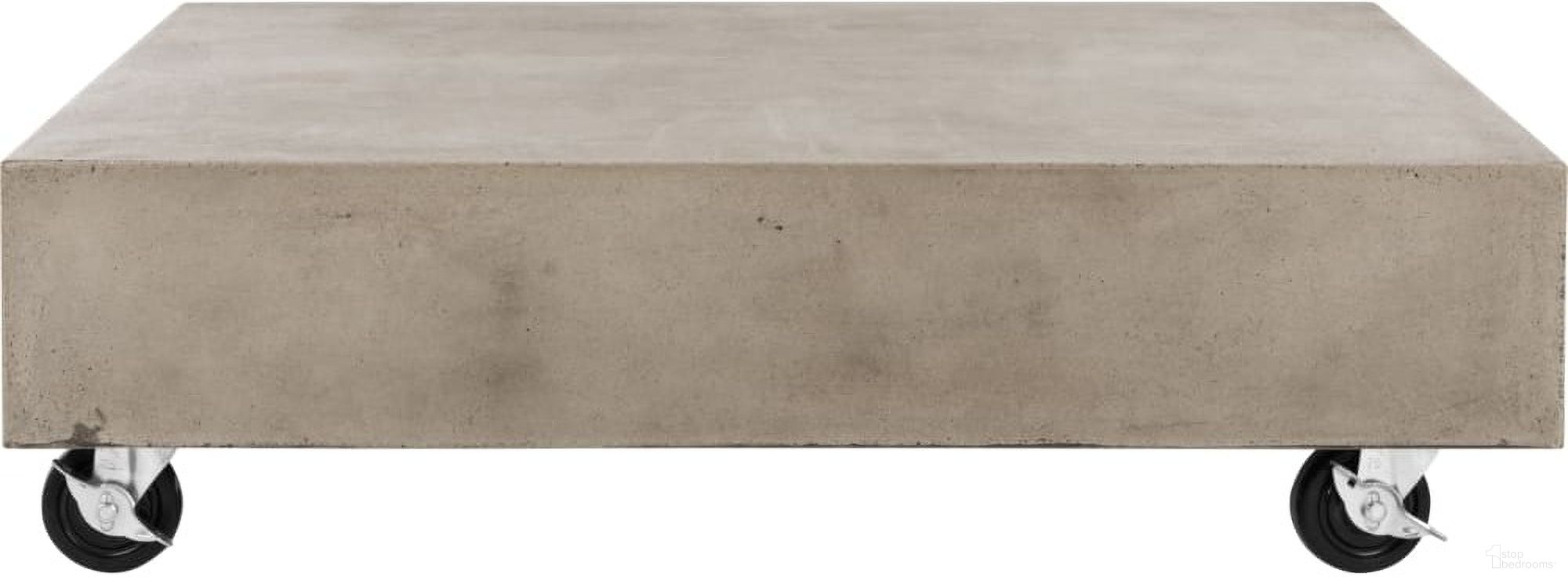 The appearance of Gargon Dark Grey Modern Concrete Indoor/Outdoor Coffee Table with Casters designed by Safavieh in the modern / contemporary interior design. This dark grey piece of furniture was selected by 1StopBedrooms from Safavieh VNN Collection to add a touch of cosiness and style into your home. Sku: VNN1023A. Material: Concrete.