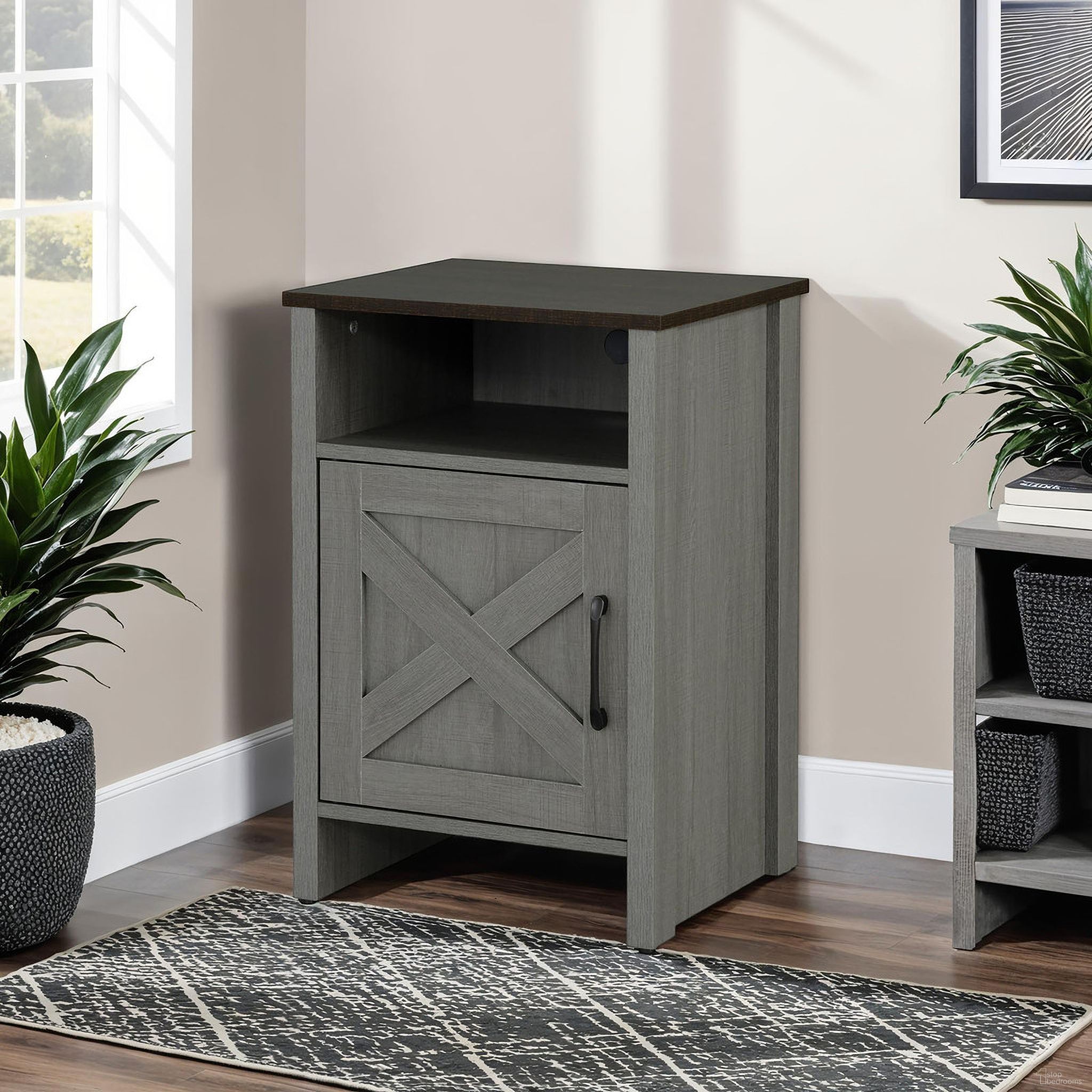 The appearance of Garibaldi Side Table In Brown and Gray designed by Furniture of America in the rustic / southwestern interior design. This brown and gray piece of furniture  was selected by 1StopBedrooms from Garibaldi Collection to add a touch of cosiness and style into your home. Sku: SL-AC4002. Material: Paper.