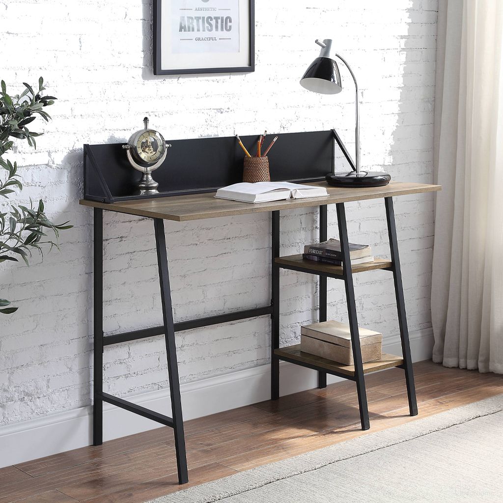 The appearance of Garima Writing Desk In Rustic Oak and Black designed by ACME in the industrial interior design. This rustic oak and black piece of furniture was selected by 1StopBedrooms from Garima Collection to add a touch of cosiness and style into your home. Sku: OF00321. Material: Wood.