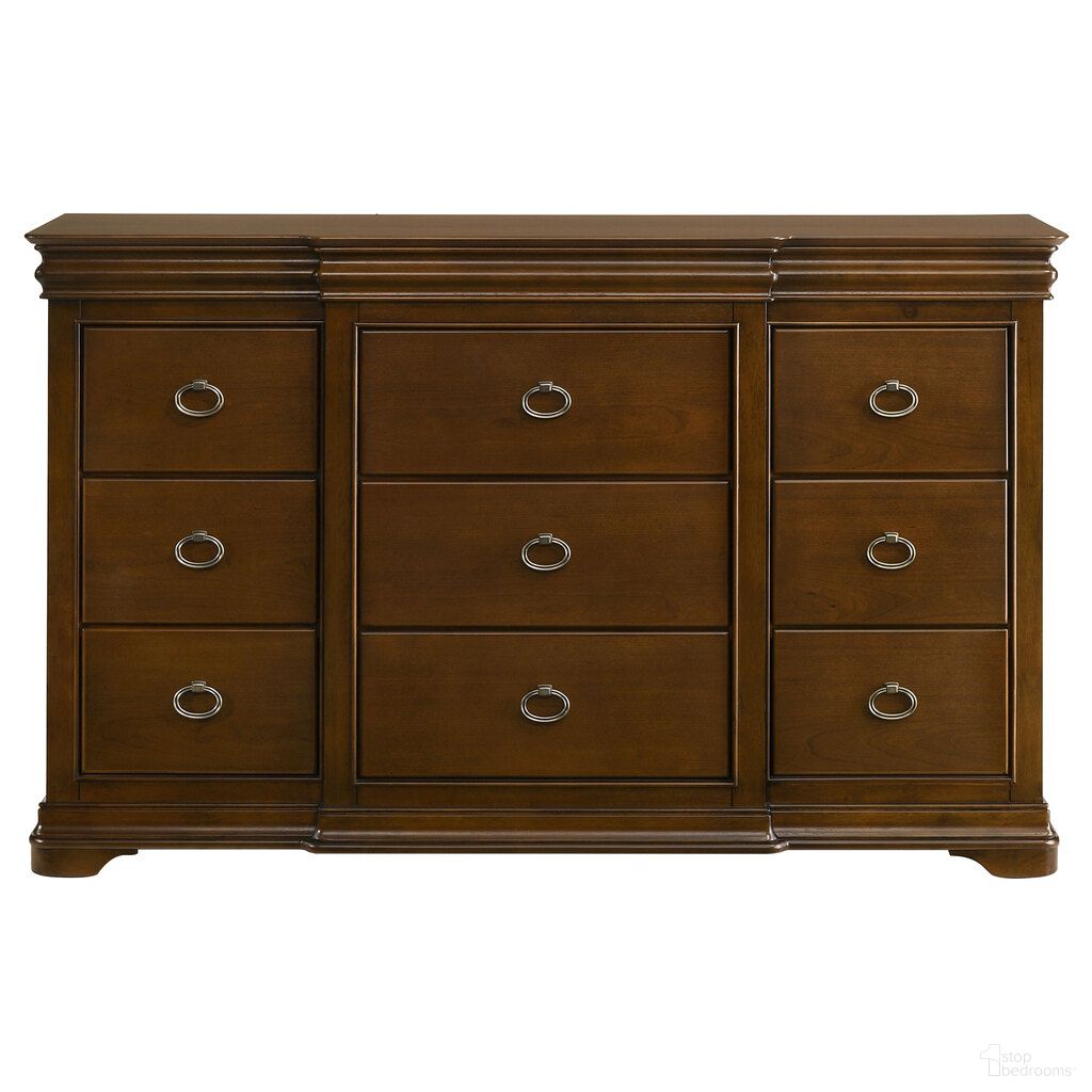 Garland 11-Drawer Bedroom Dresser Cabinet In Brown Cherry