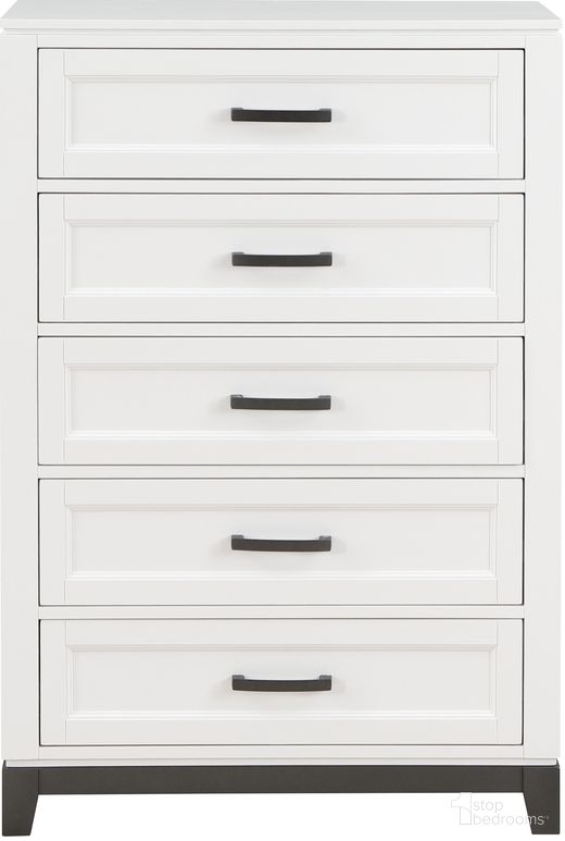 The appearance of Garretson Bedroom Chest In Gray and White designed by Homelegance in the modern / contemporary interior design. This gray and white piece of furniture  was selected by 1StopBedrooms from Garretson Collection to add a touch of cosiness and style into your home. Sku: 1450WH-9. Material: Engineered Wood.