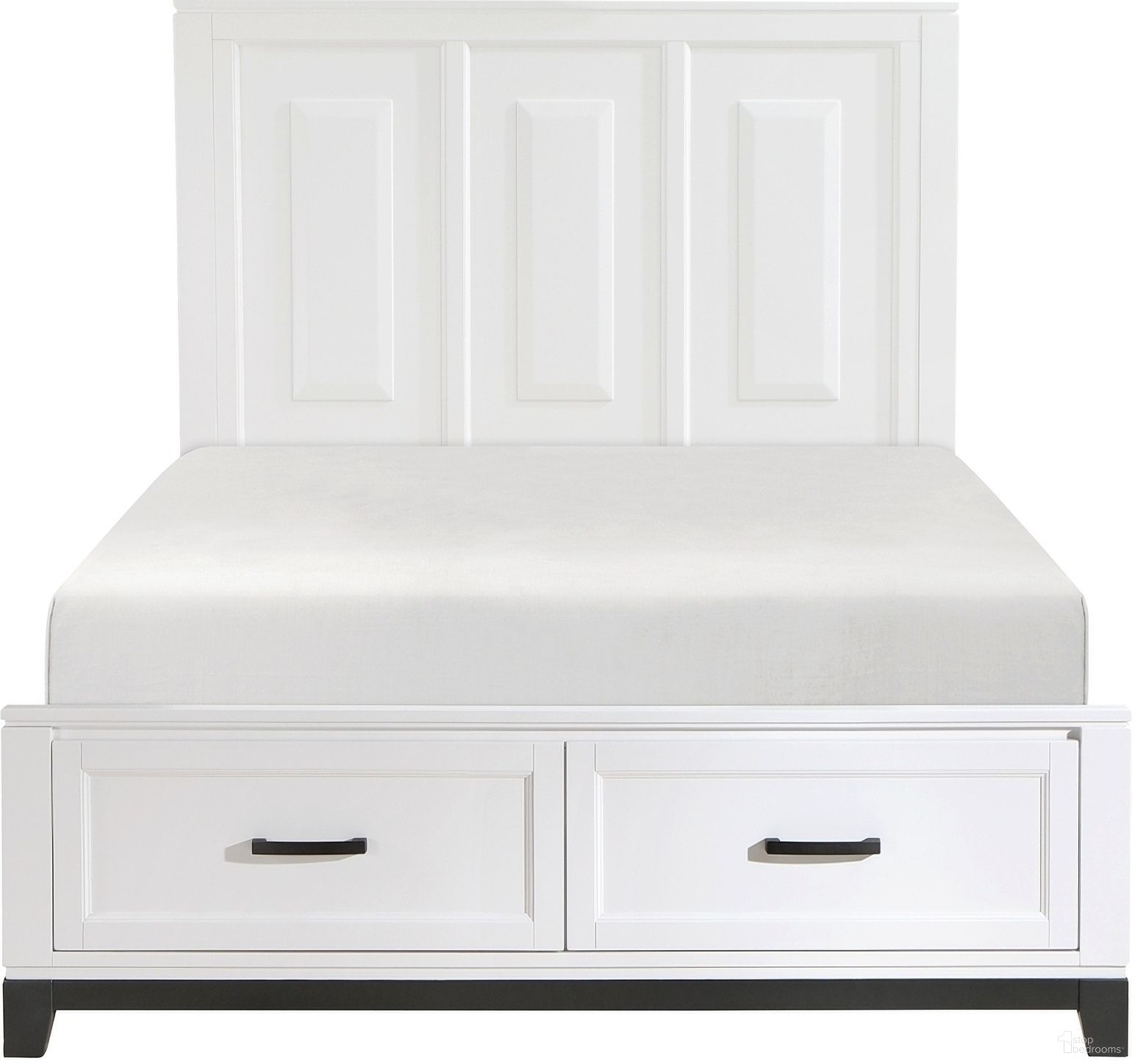 Garretson Queen Platform Bed with Footboard Storage In White