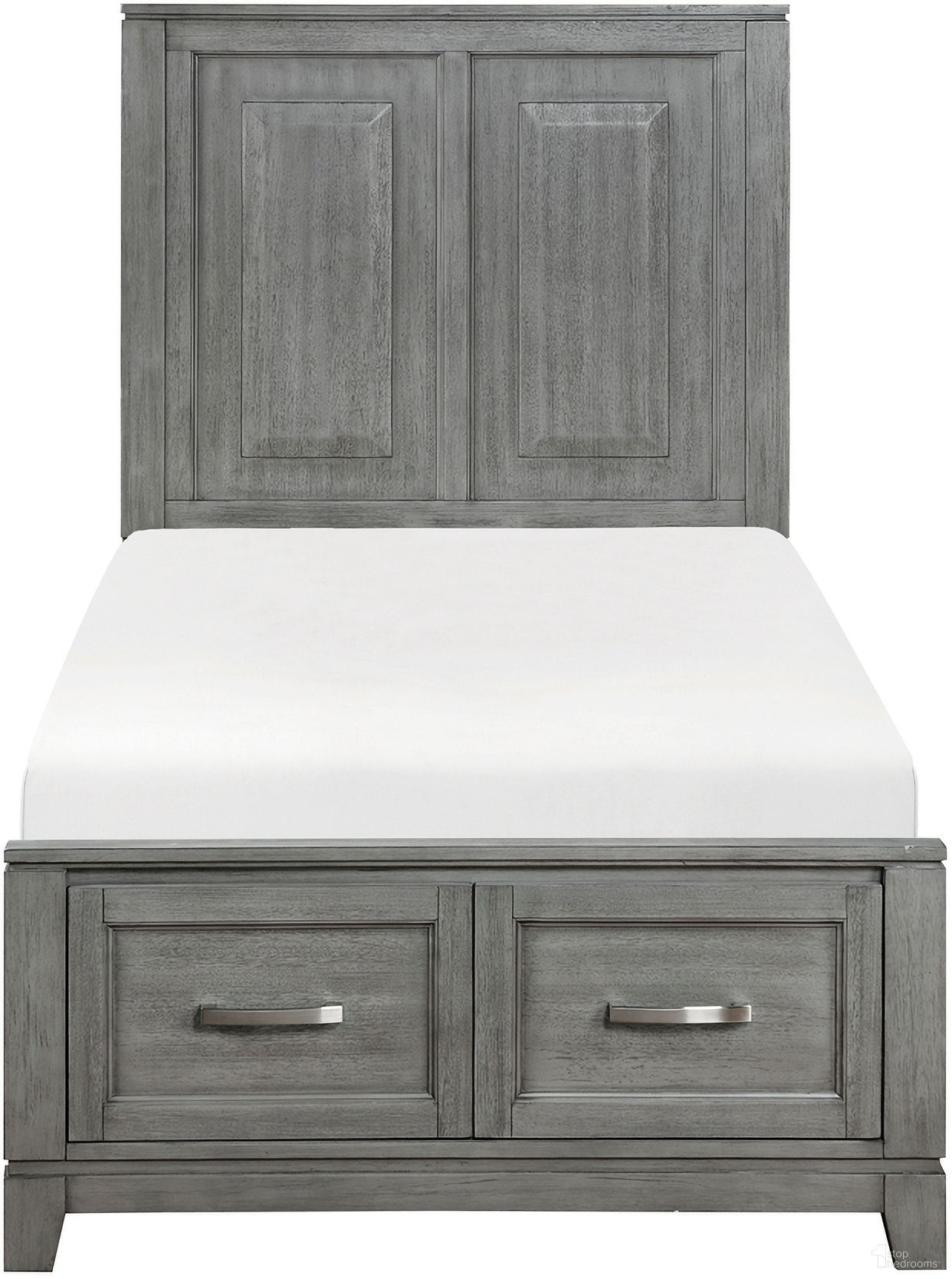 Garretson Twin Platform Bed with Footboard Storage In Gray