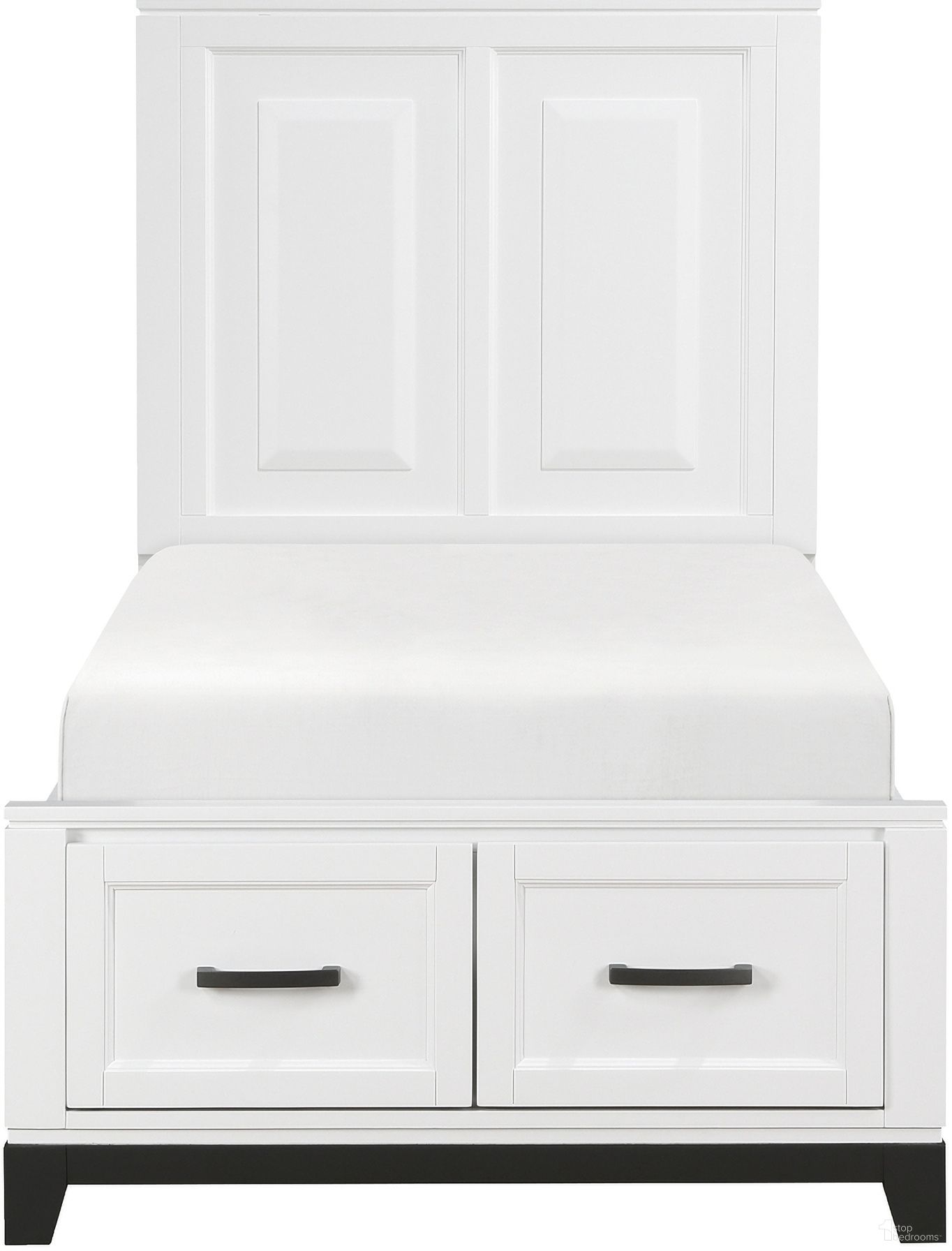 Garretson Twin Platform Bed with Footboard Storage In White