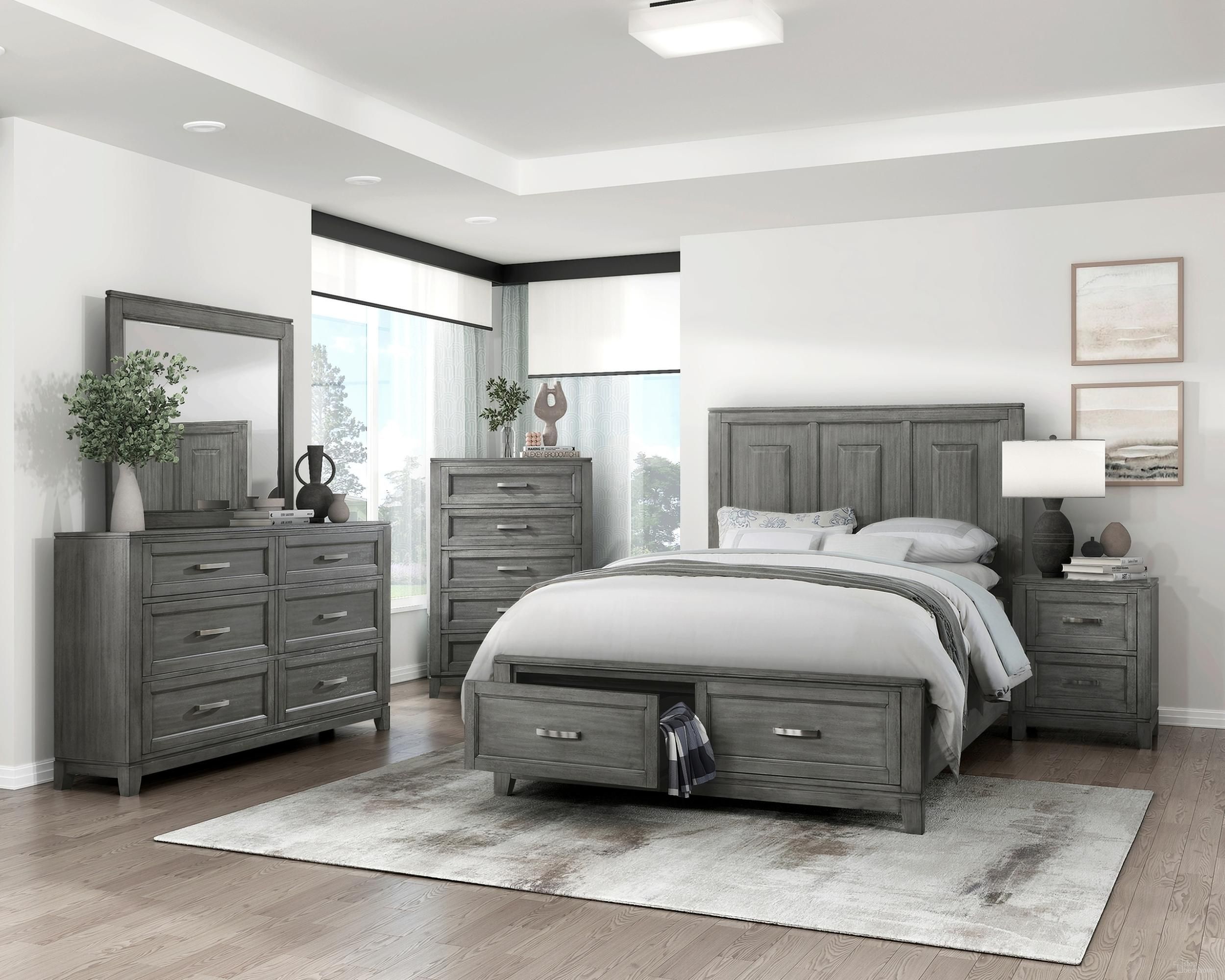 Garretson Youth Platform Bedroom Set with Footboard Storage In Gray