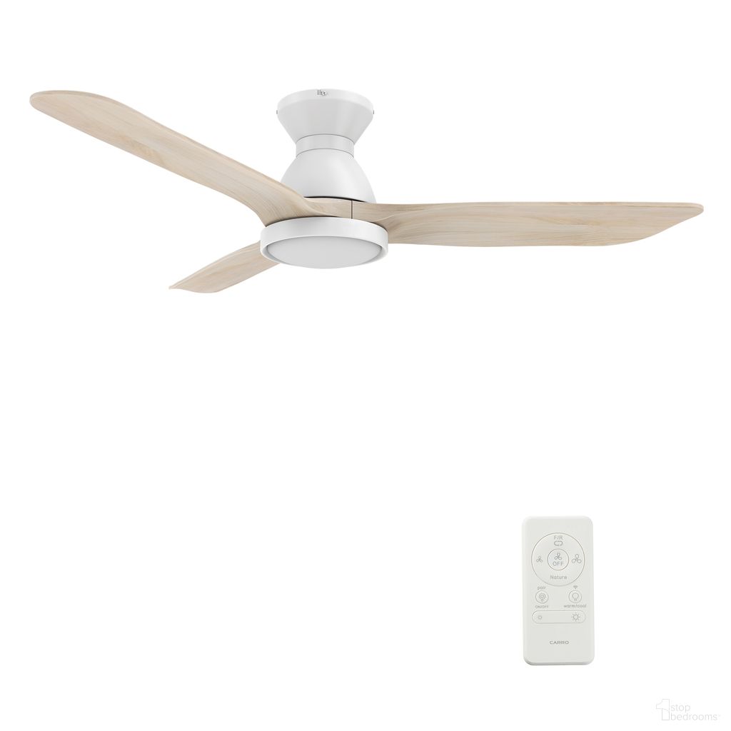 Garrick 52 Inch 3-Blade Flush Mount Smart Ceiling Fan with LED Light and Remote In White Wash and White