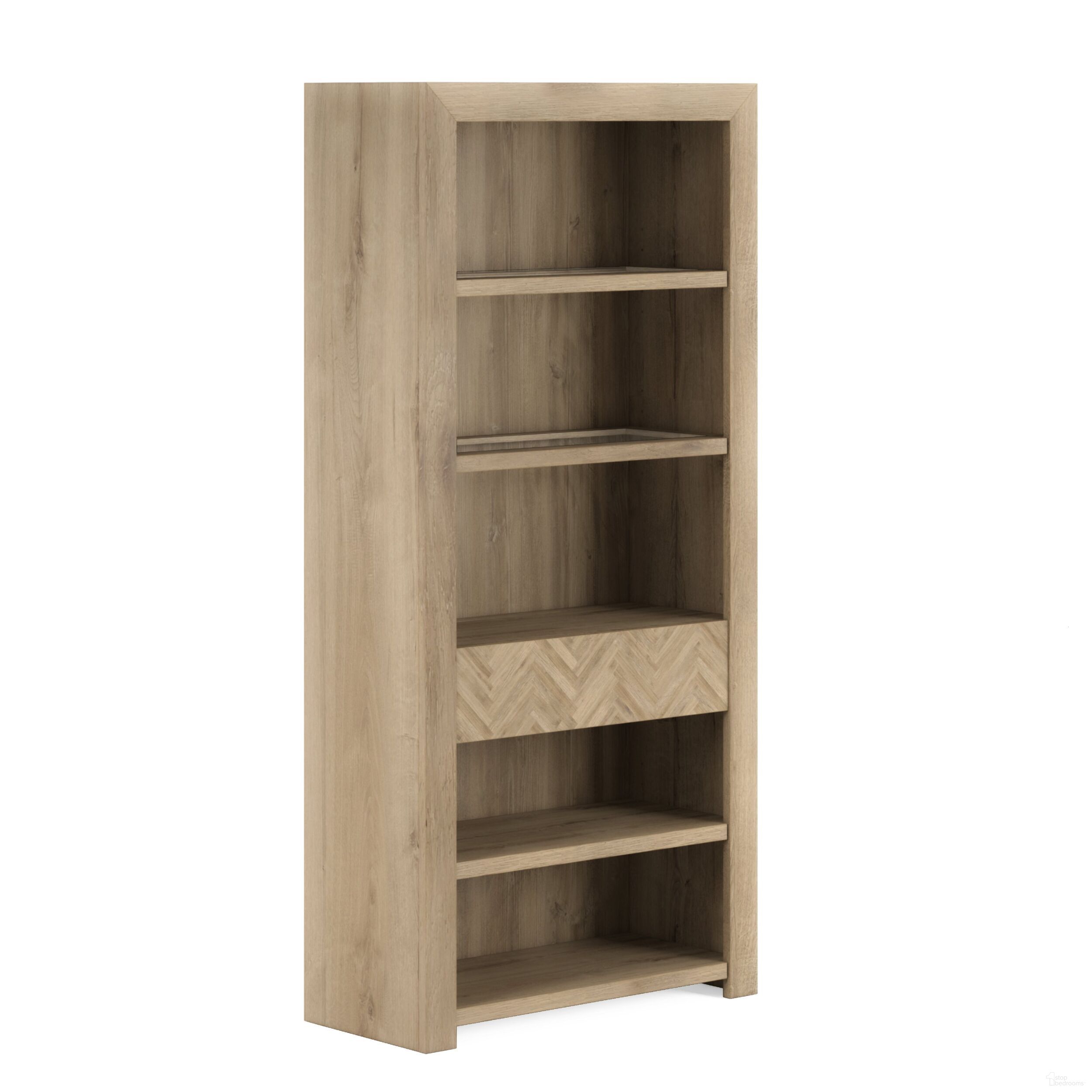 The appearance of Garrison Bookcase In Brown designed by A.R.T. in the modern / contemporary interior design. This brown piece of furniture was selected by 1StopBedrooms from Garrison Collection to add a touch of cosiness and style into your home. Sku: 322401-1302. Material: Wood Veneer.
